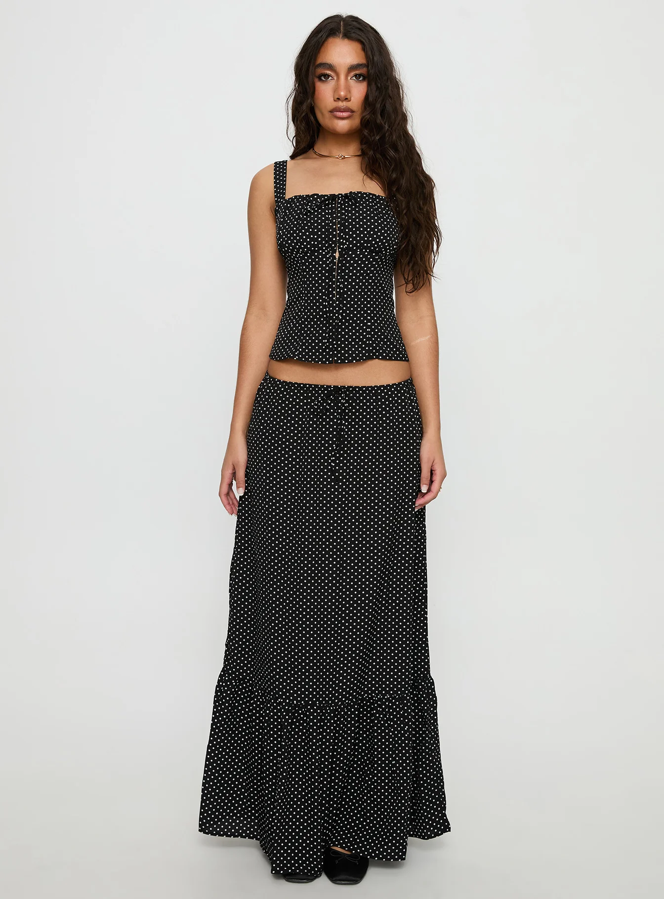 Modern Girl Maxi Skirt Black / Polka Dot