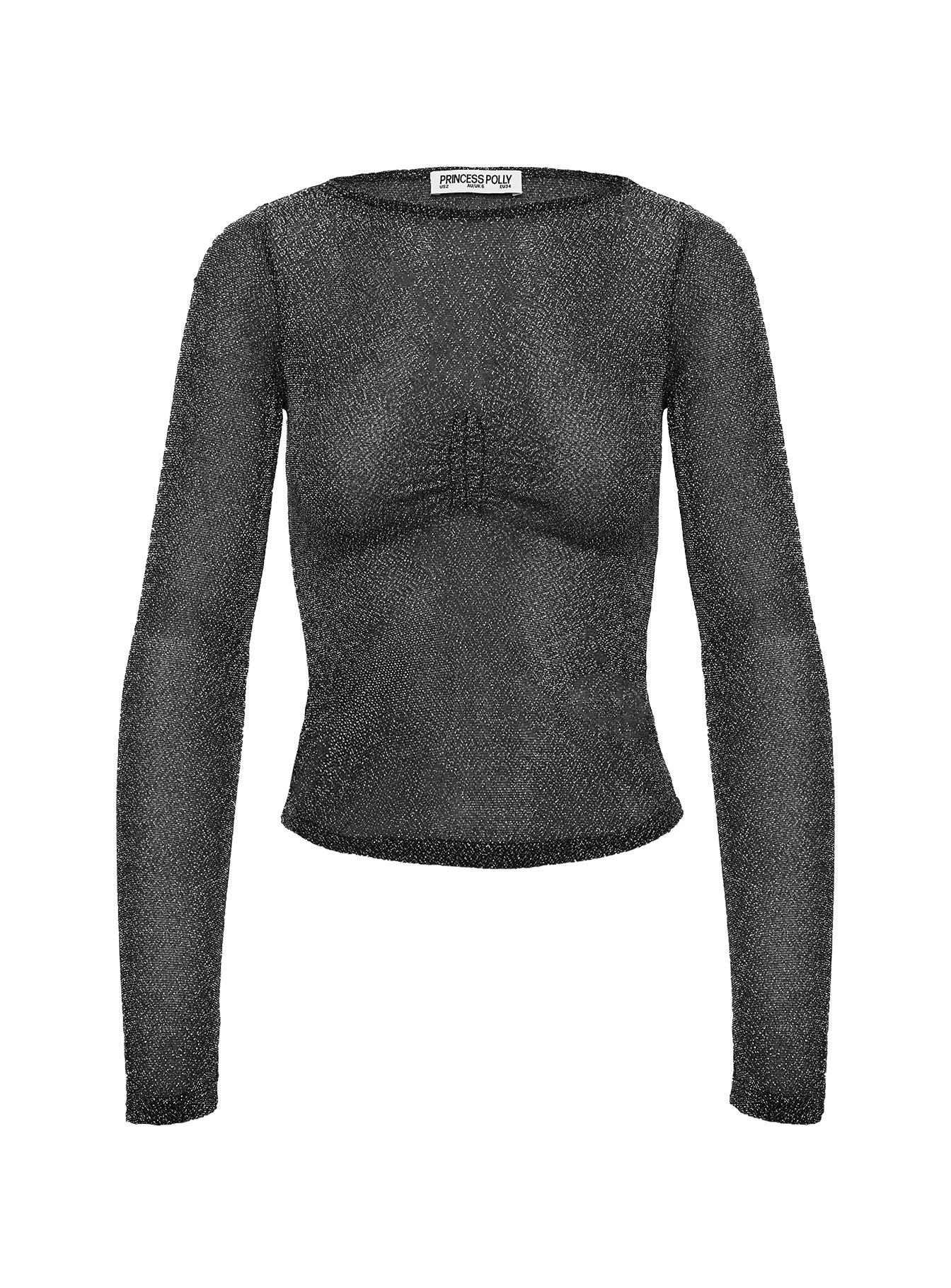Crystal Clear Long Sleeve Mesh Top Black / Silver