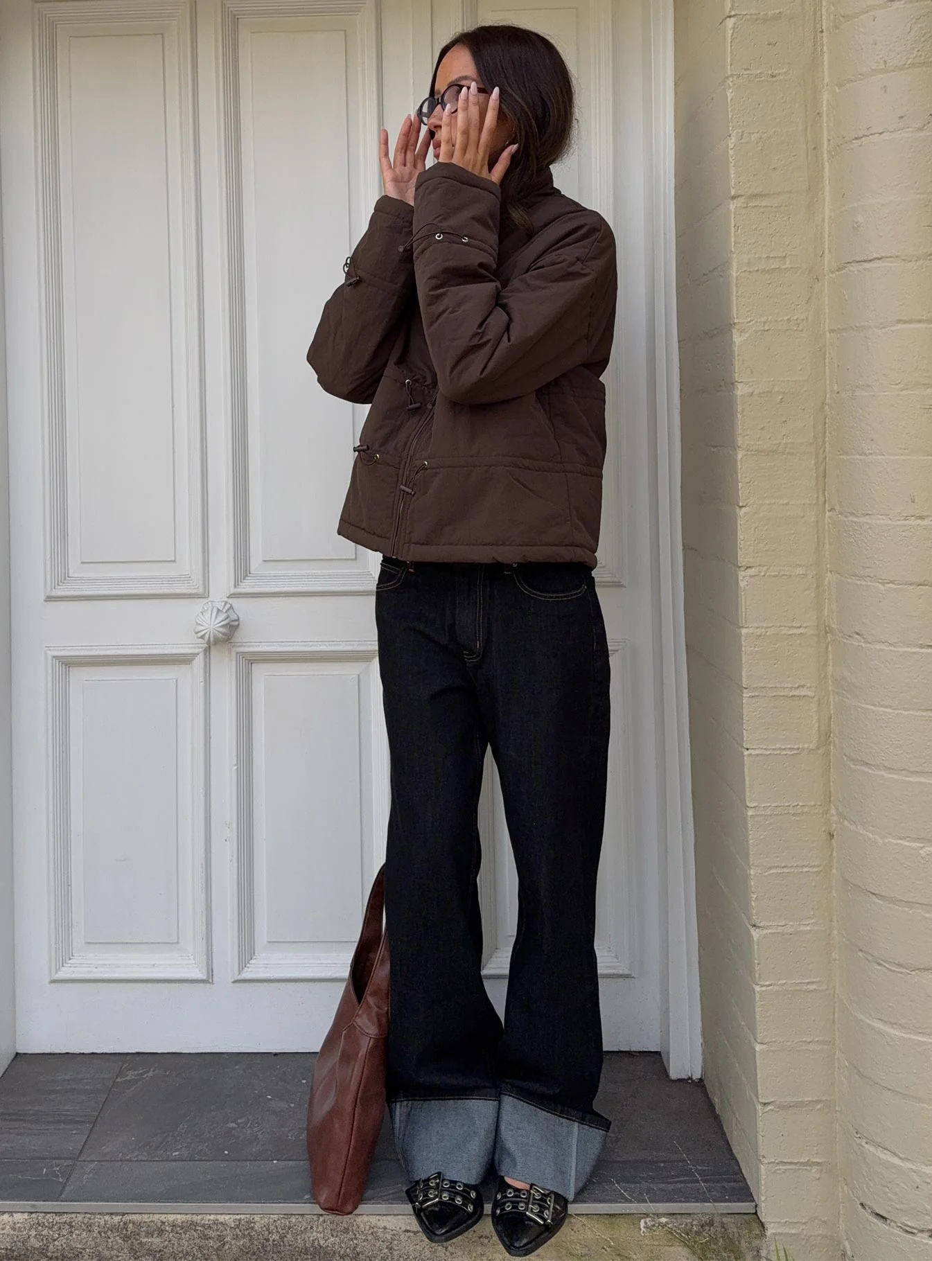 Top Model Low Rise Straight Leg Cuffed Jean Dark Denim