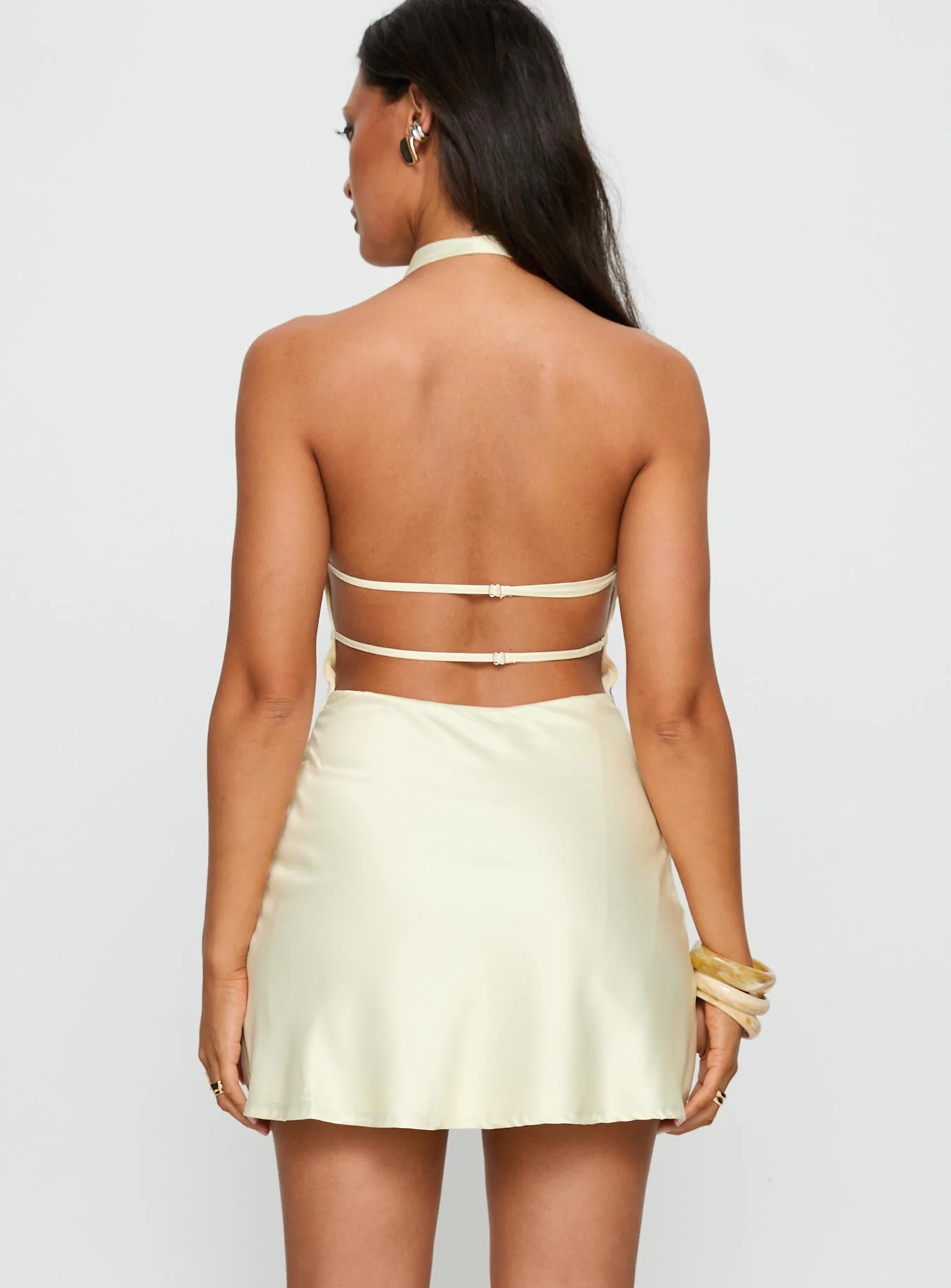 Latifah Halter Cowl Neck Mini Dress Cream Floral