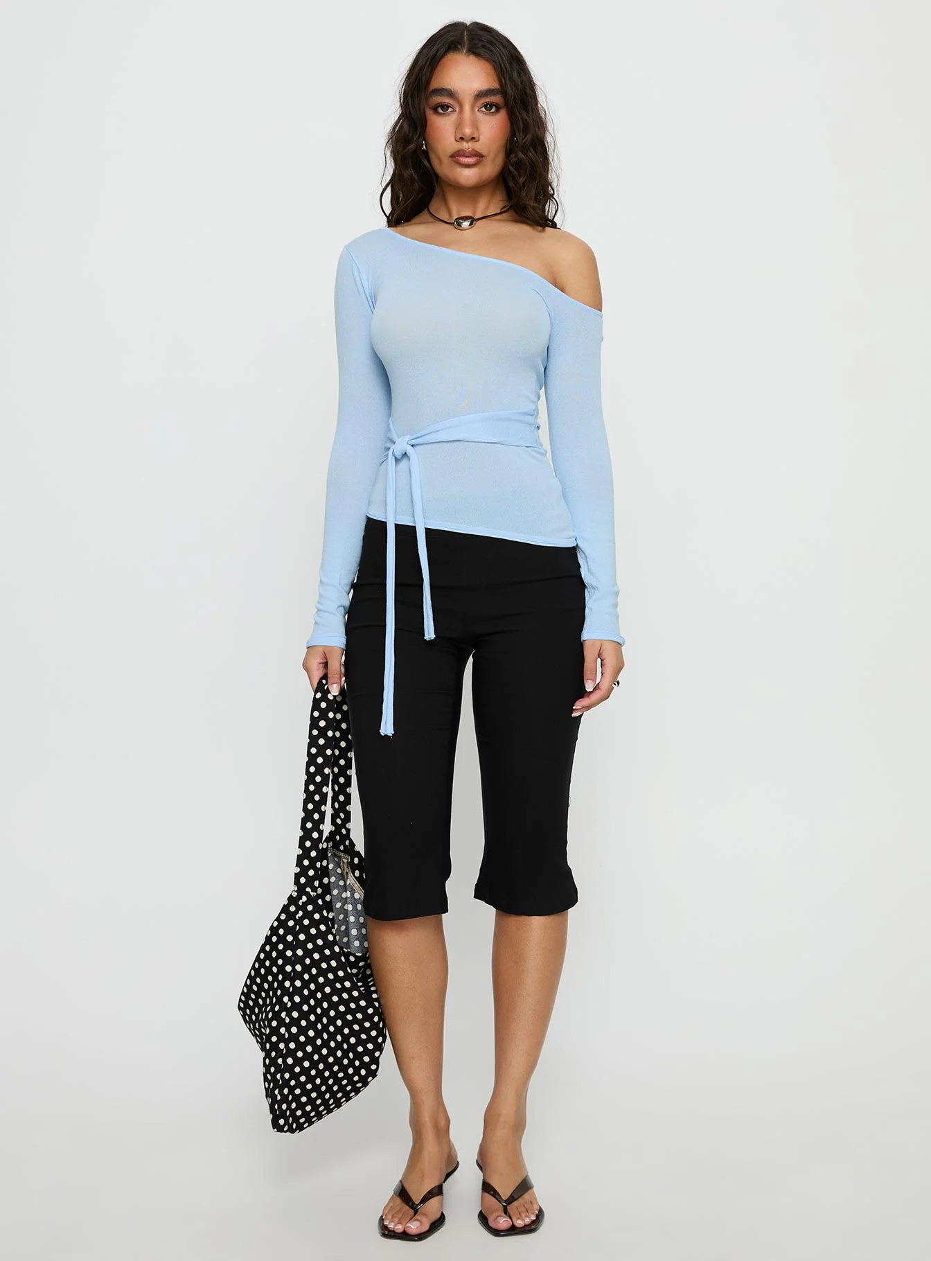 Kastor One Shoulder Long Sleeve Top Blue