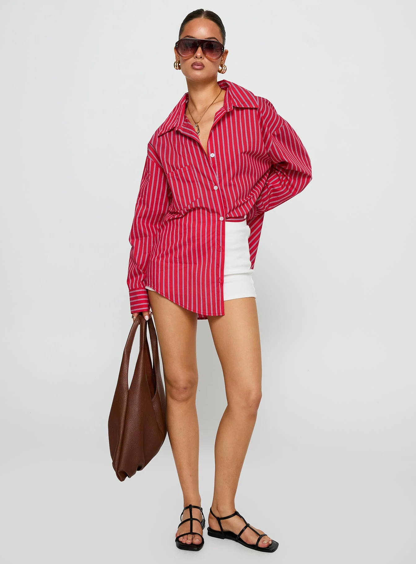 Kodhi Oversized Long Sleeve Top Red Stripe