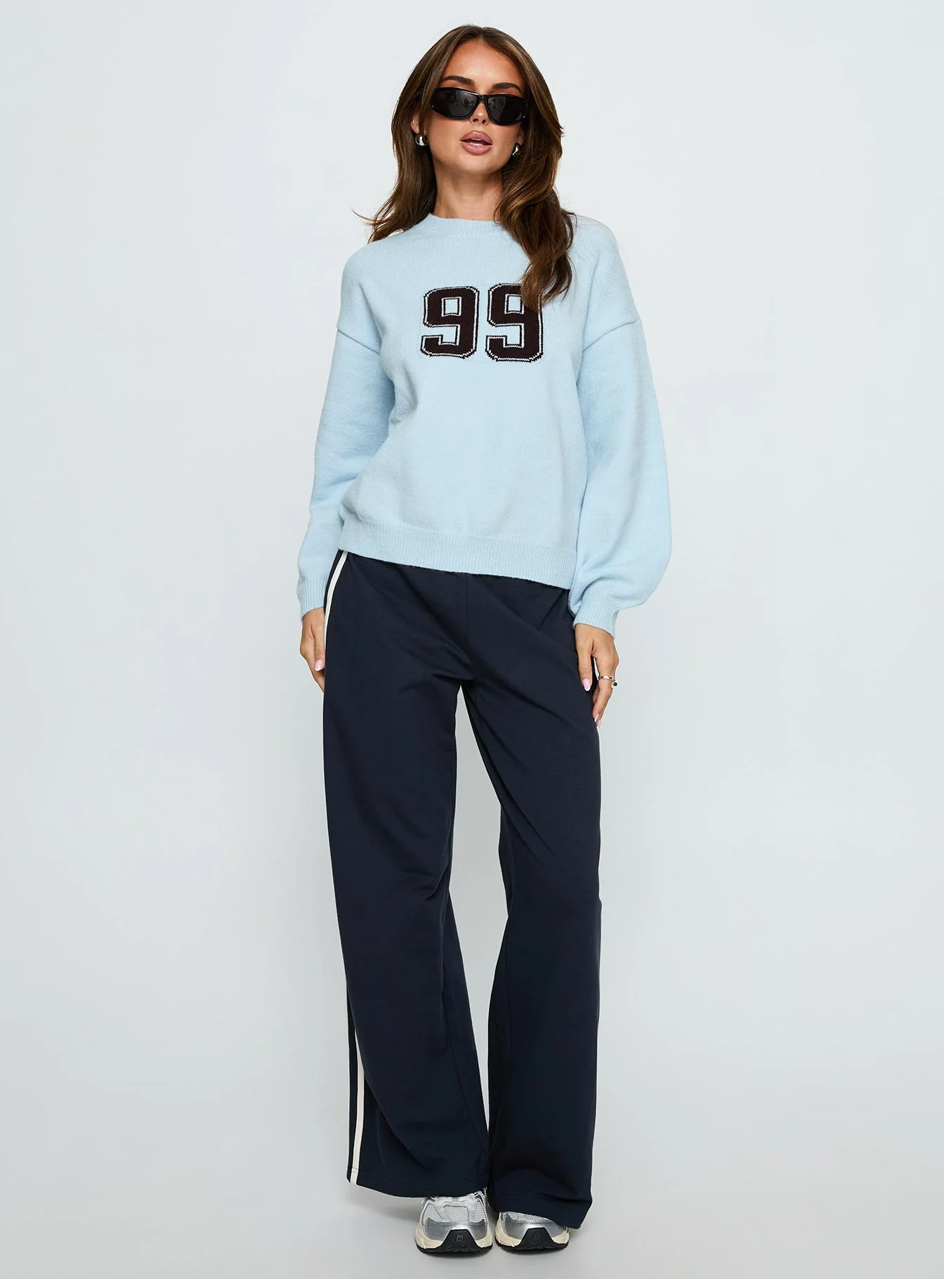 Ranee Graphic Knit Sweater Blue
