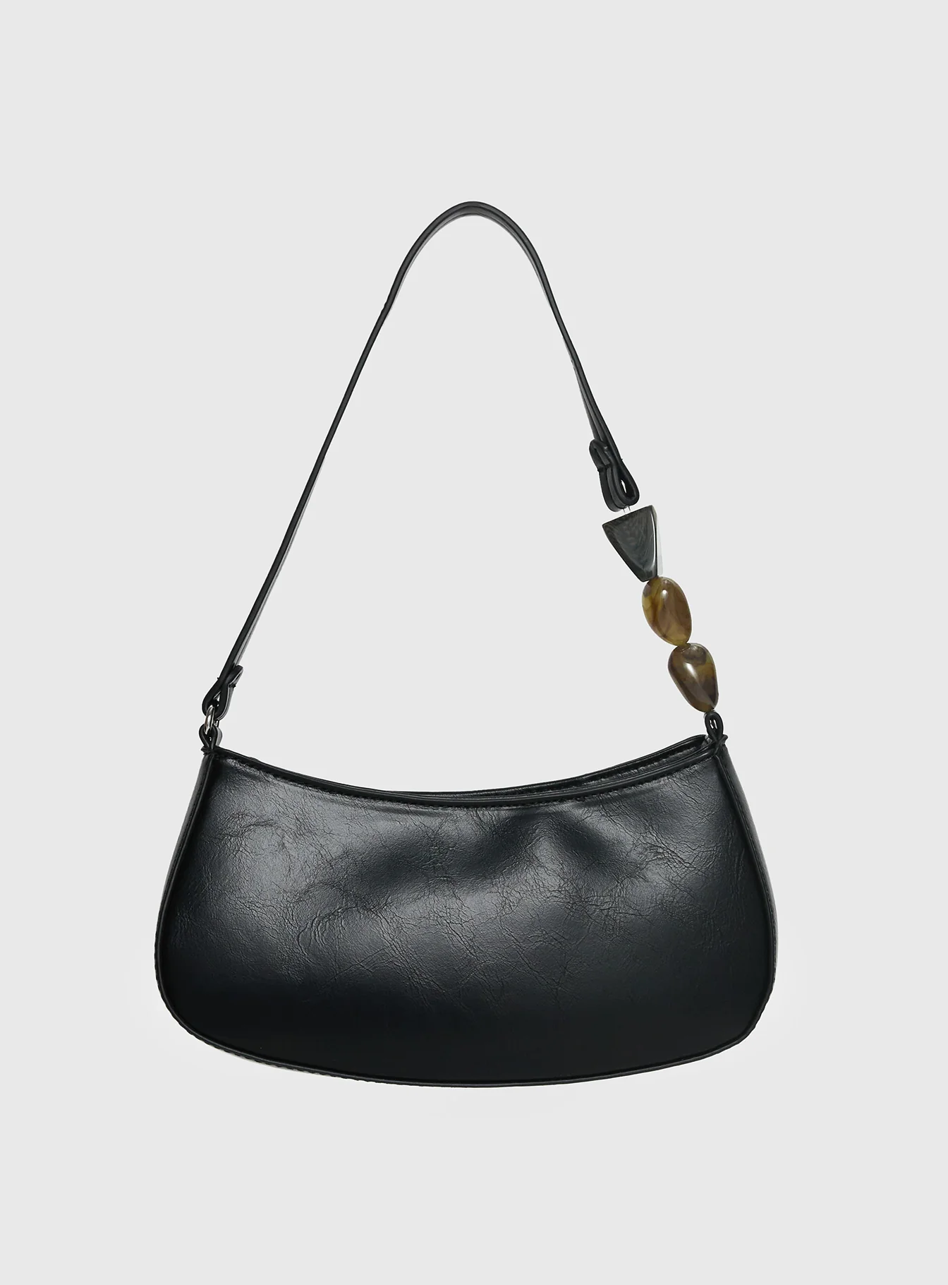 Contradiction Bead Detail Shoulder Bag Black