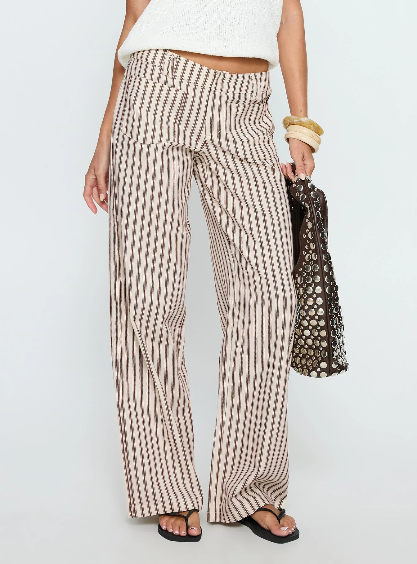 Vendi Low Rise Pant Brown Stripe