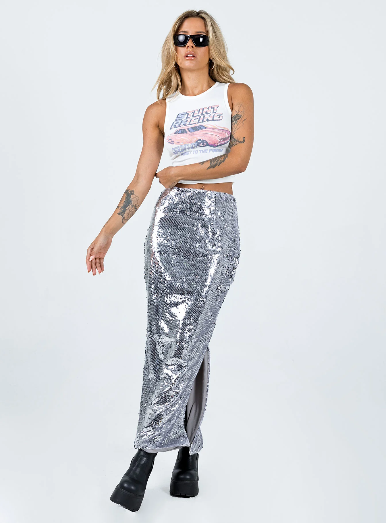 Alyce Maxi Skirt Silver
