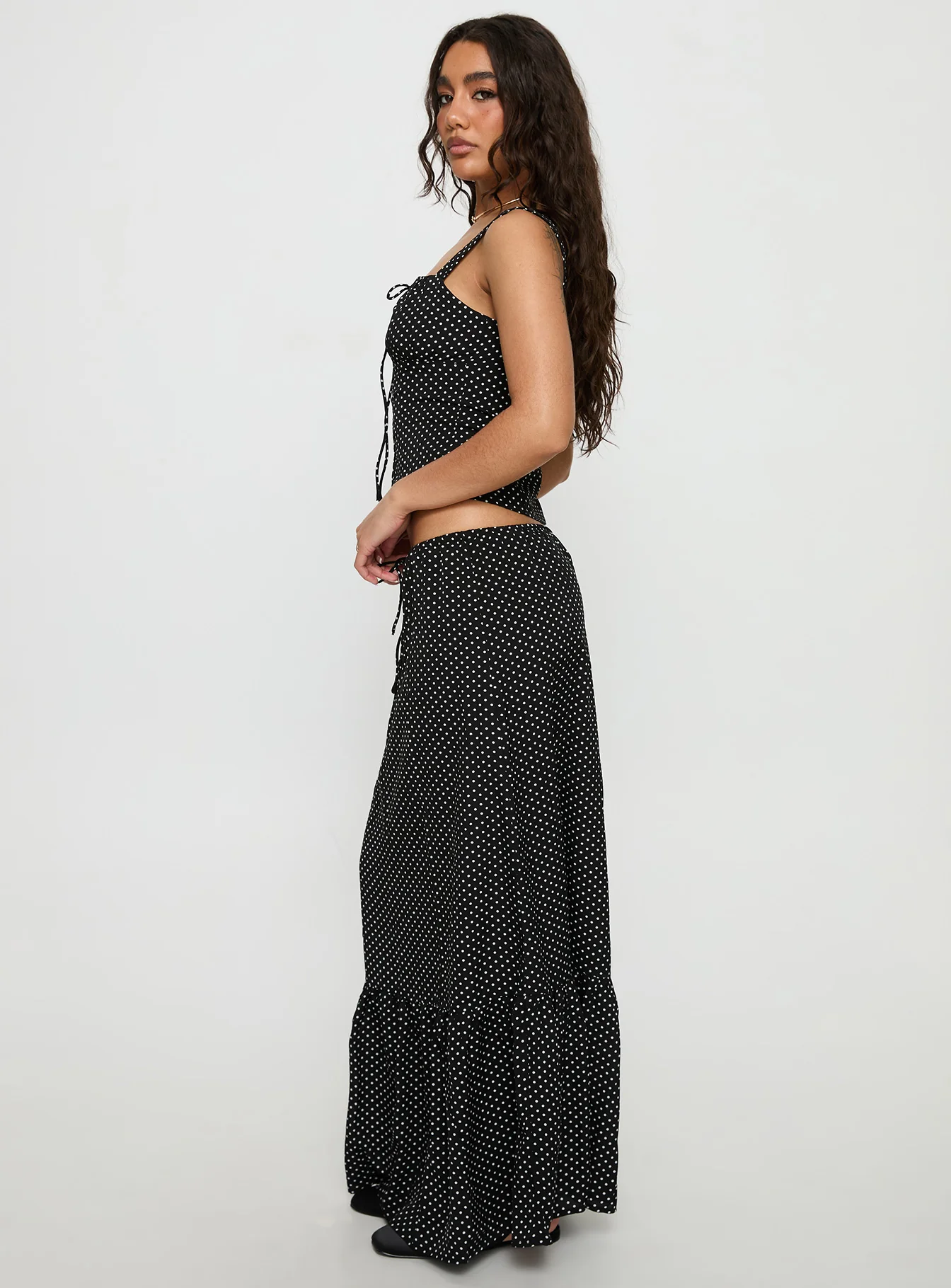 Modern Girl Maxi Skirt Black / Polka Dot