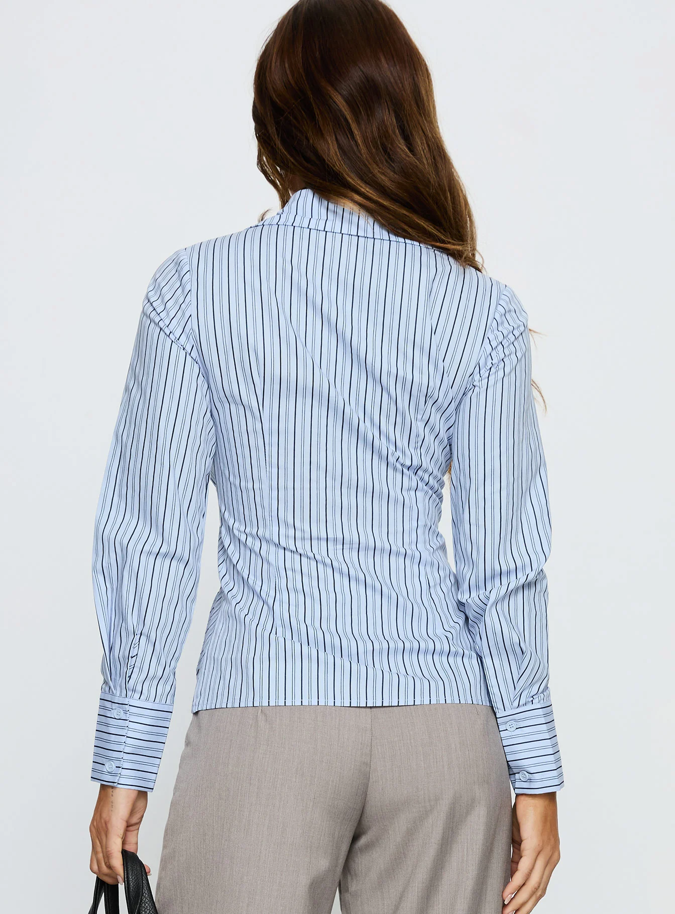 Sunisa Tie Detail Long Sleeve Top Blue Stripe