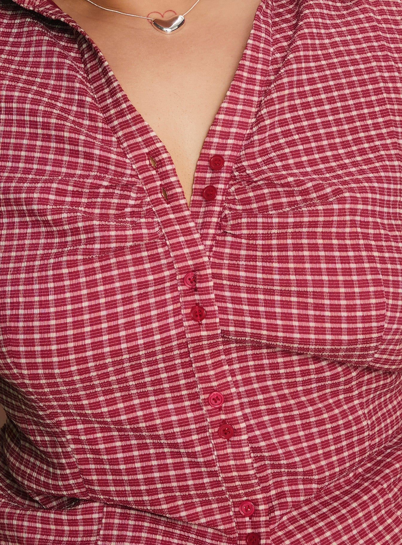 Arianwyn Short Sleeve Shirt Red Check Curve