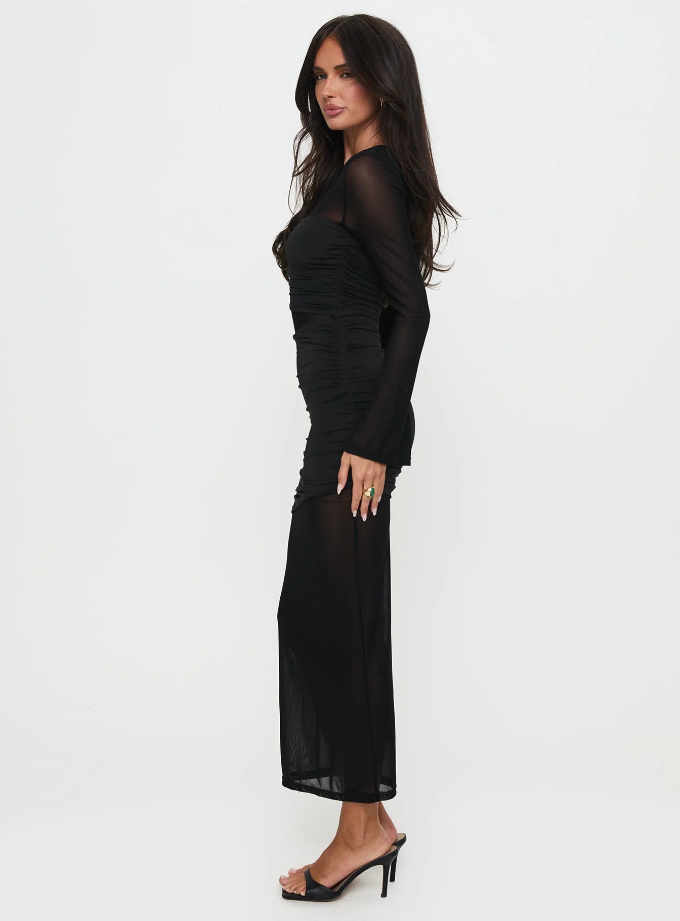 Meira Sheer Maxi Dress Black
