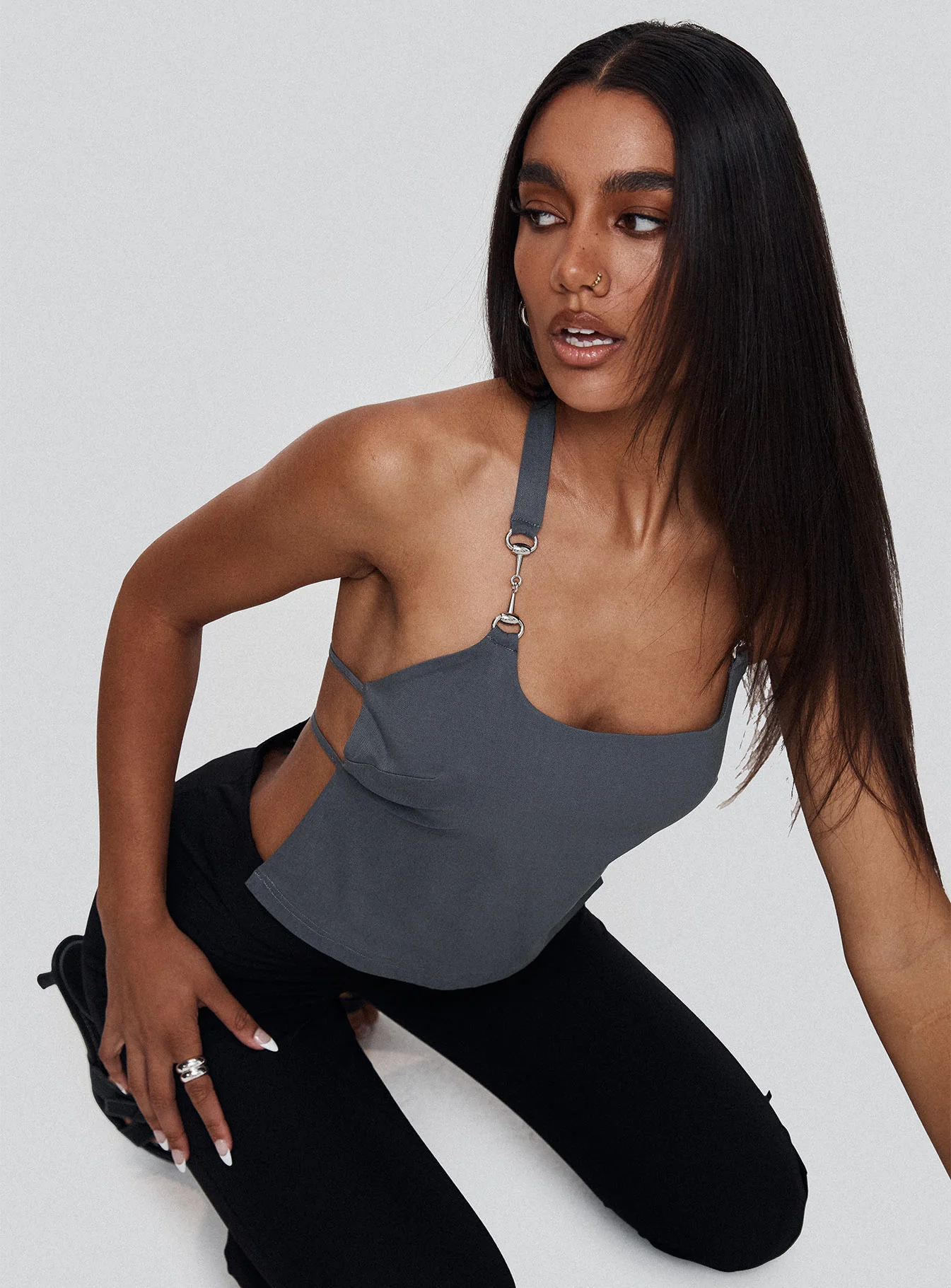 Eyes On You Backless Top Slate