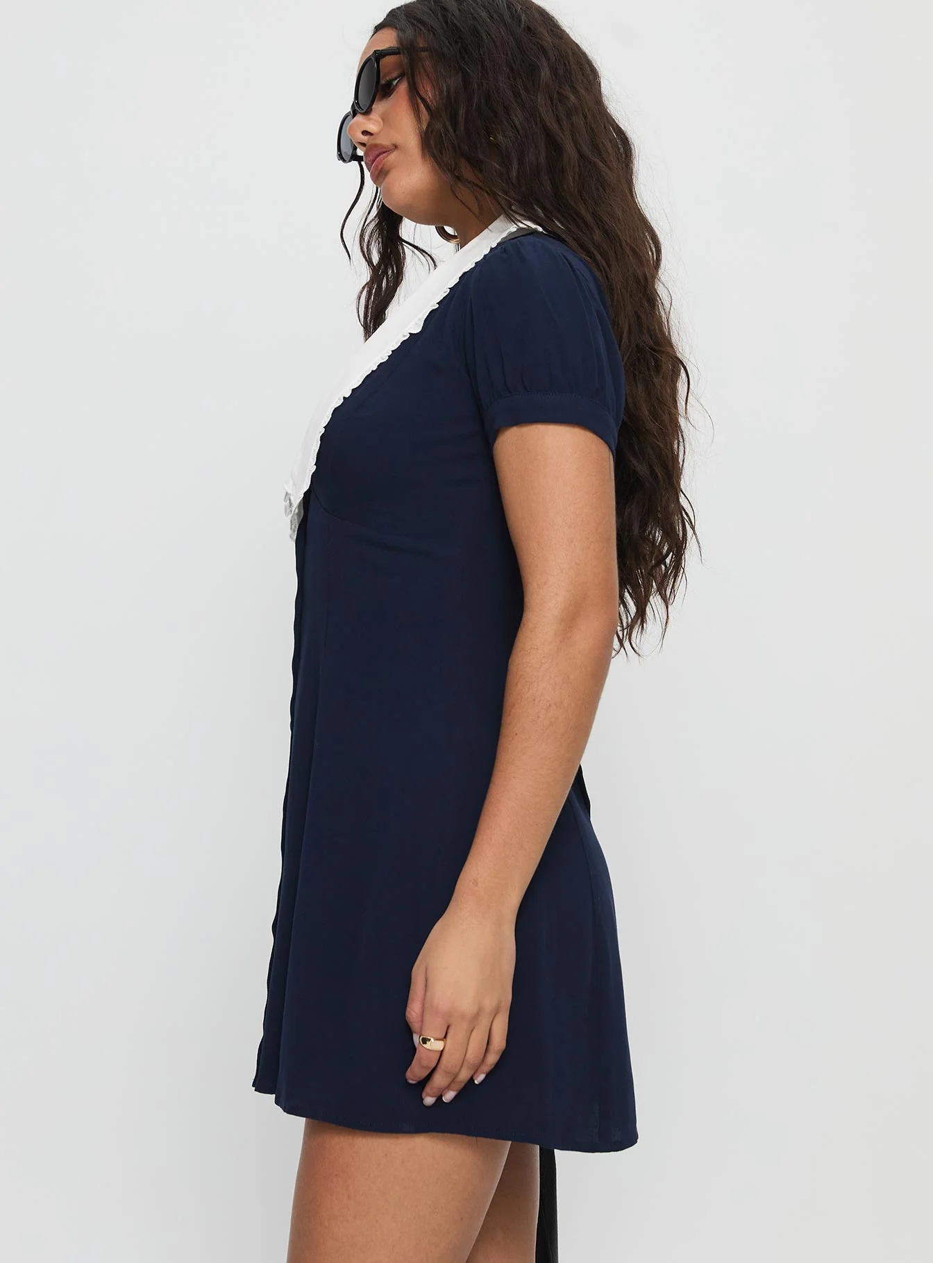 Fabiola Collared Mini Dress Navy