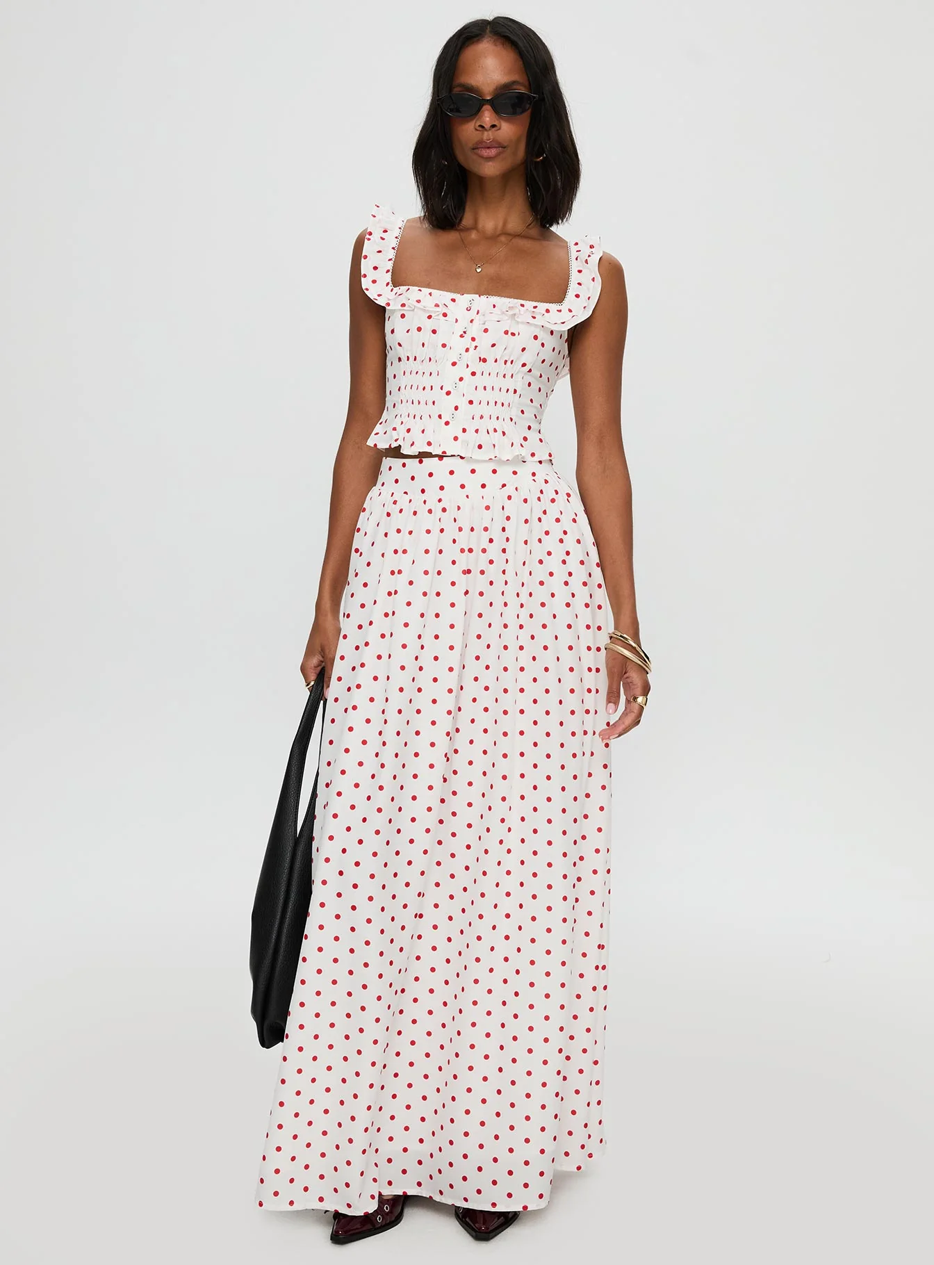 Valerio Maxi Skirt White / Red