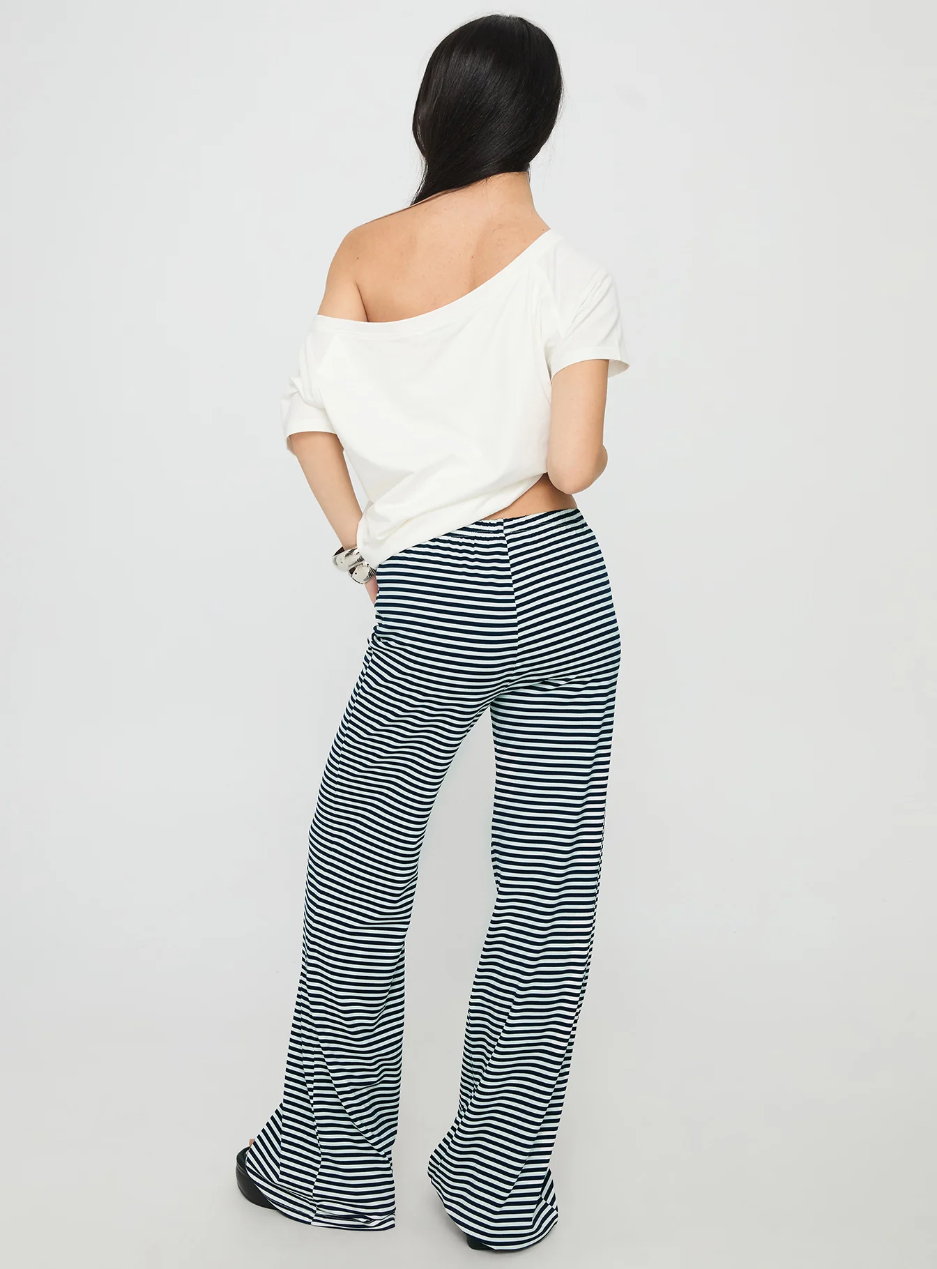 Alfreda Jersey Pants Navy Stripe