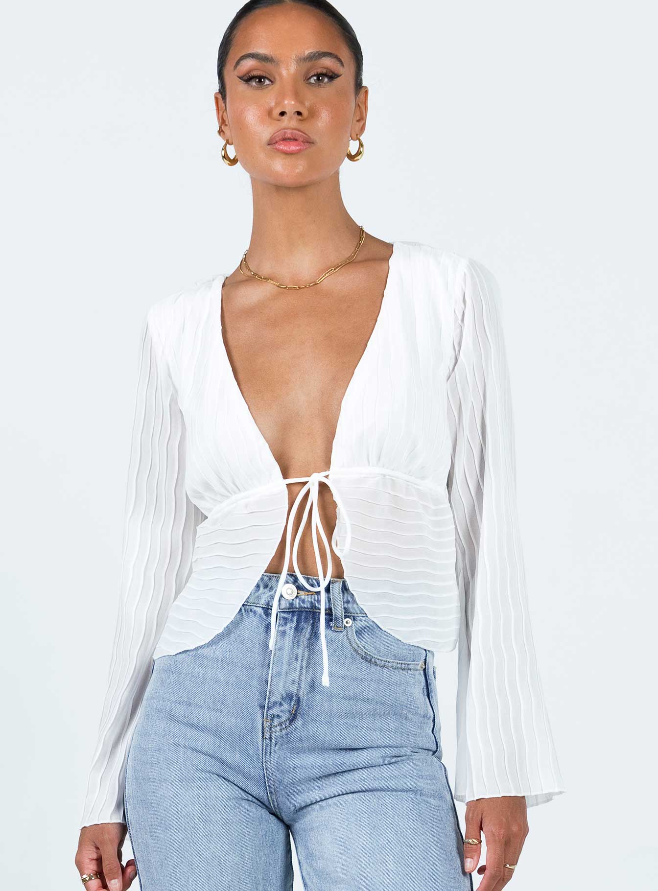 Floryce Long Sleeve Top White