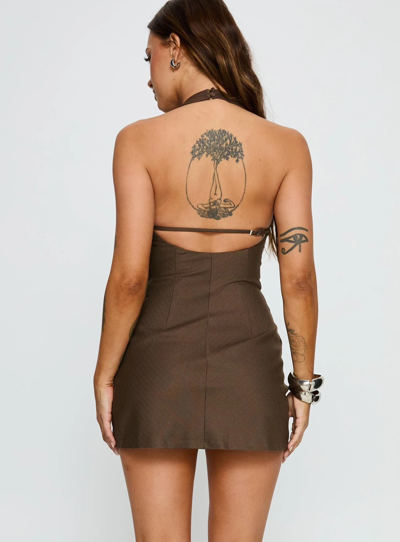 Deona Tailored Mini Dress Brown