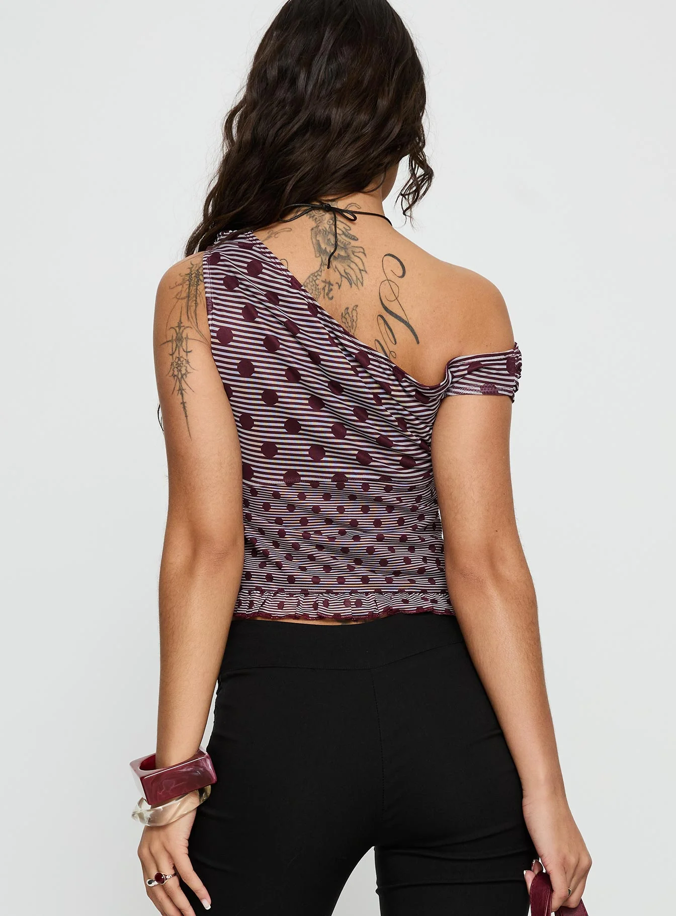 Tarya Top Stripe Polka Plum