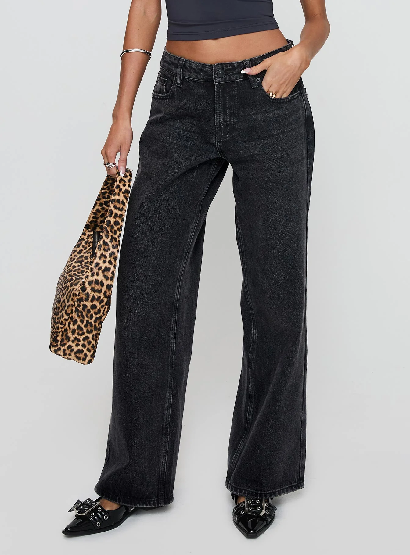 Serenitia Mid Rise Straight Leg Jeans Washed Black Tall