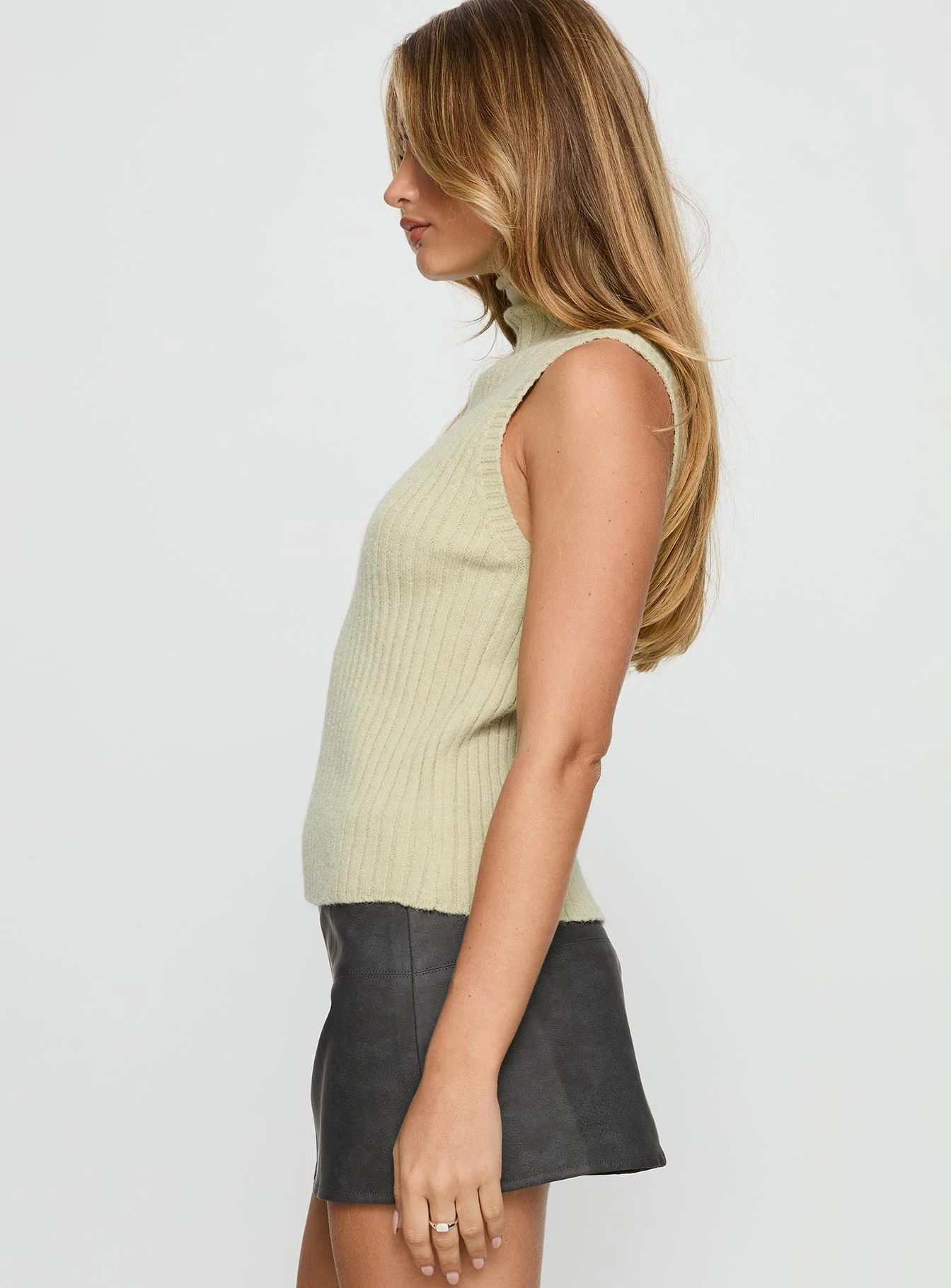 Mayleen Sleeveless High Neck Top Sage