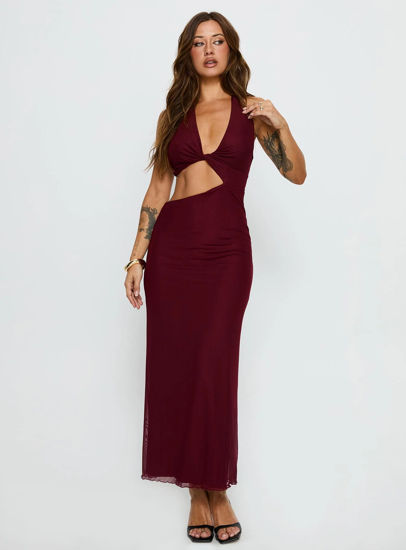 Novalee Keyhole Maxi Dress Burgundy