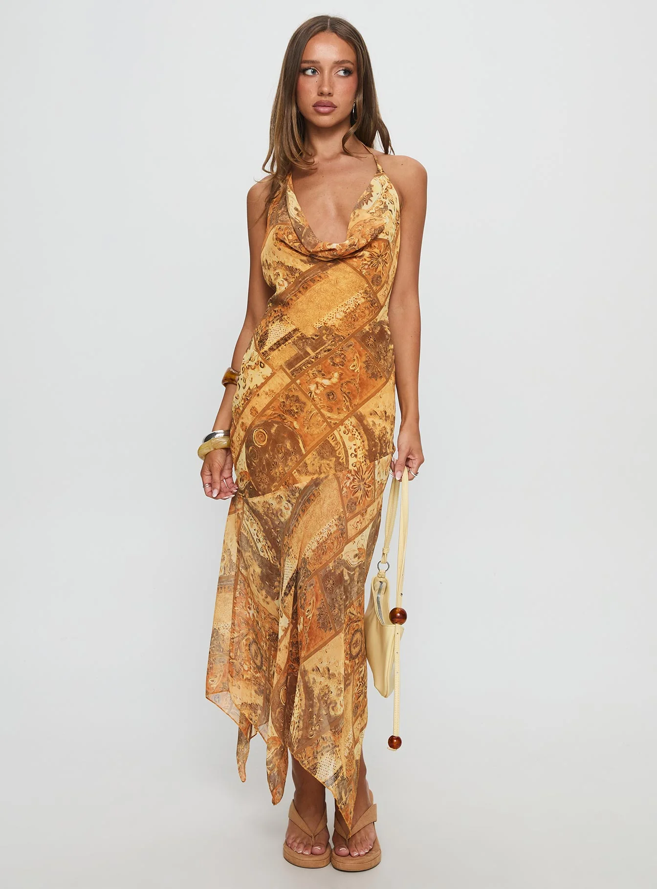 Lyanna Halter Cowl Neck Maxi Dress Multi