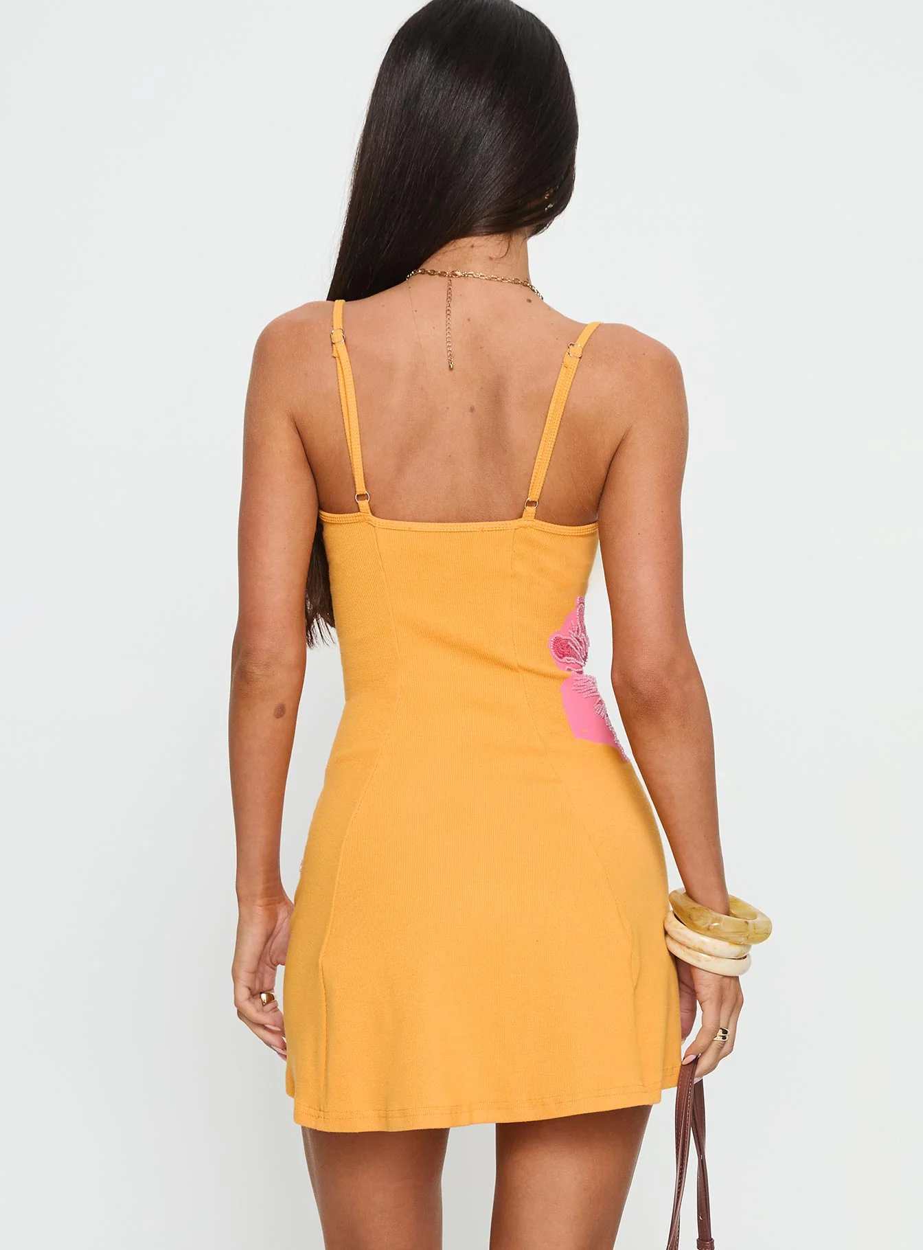 Admiration Bead Detail Mini Dress Orange