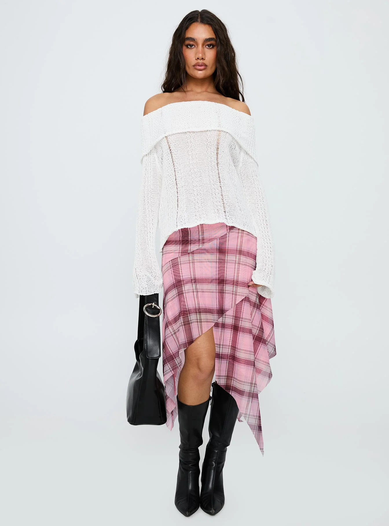 So Gone Off Shoulder Knit Sweater White