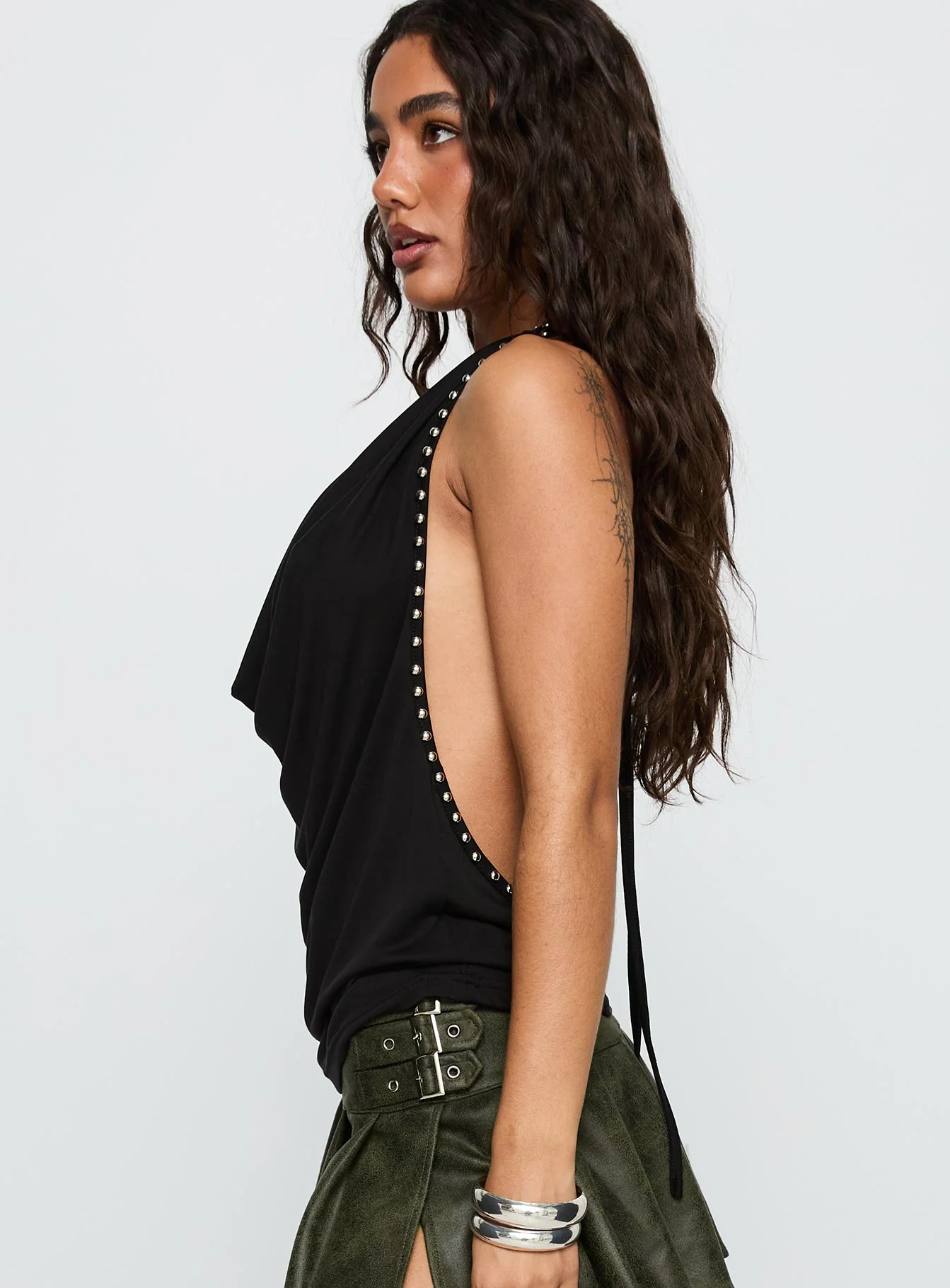 Khoda Studded Halter Top Black