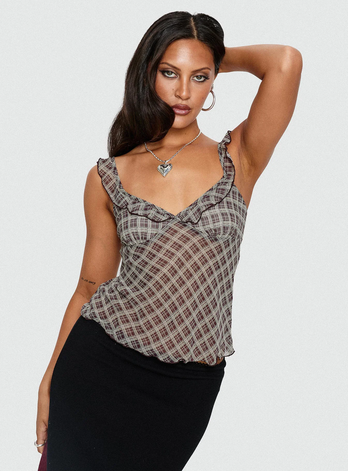 Zayliah Frill Detail Top Wine Check