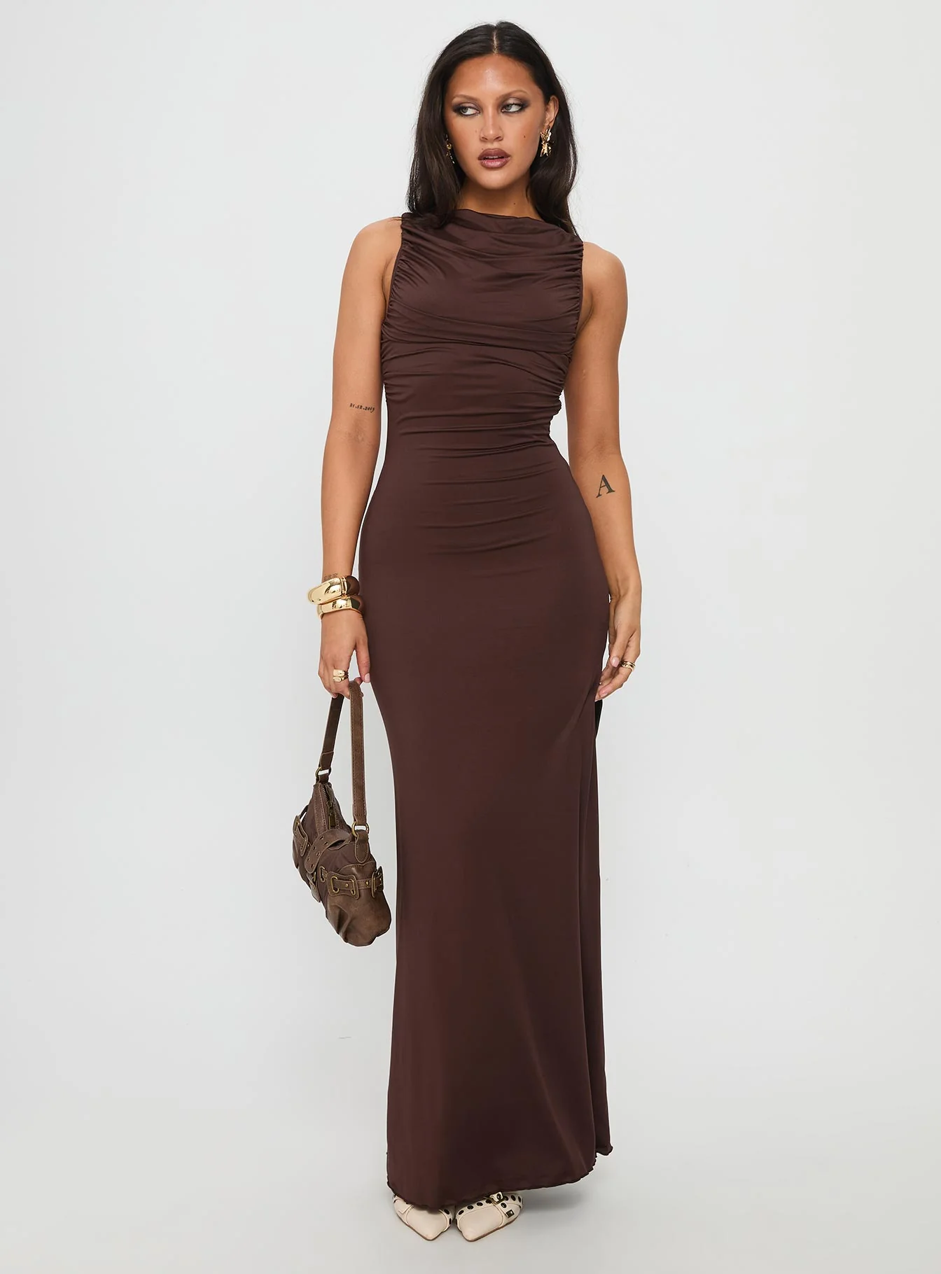 Undeniable Cut Out Maxi Dress Brown