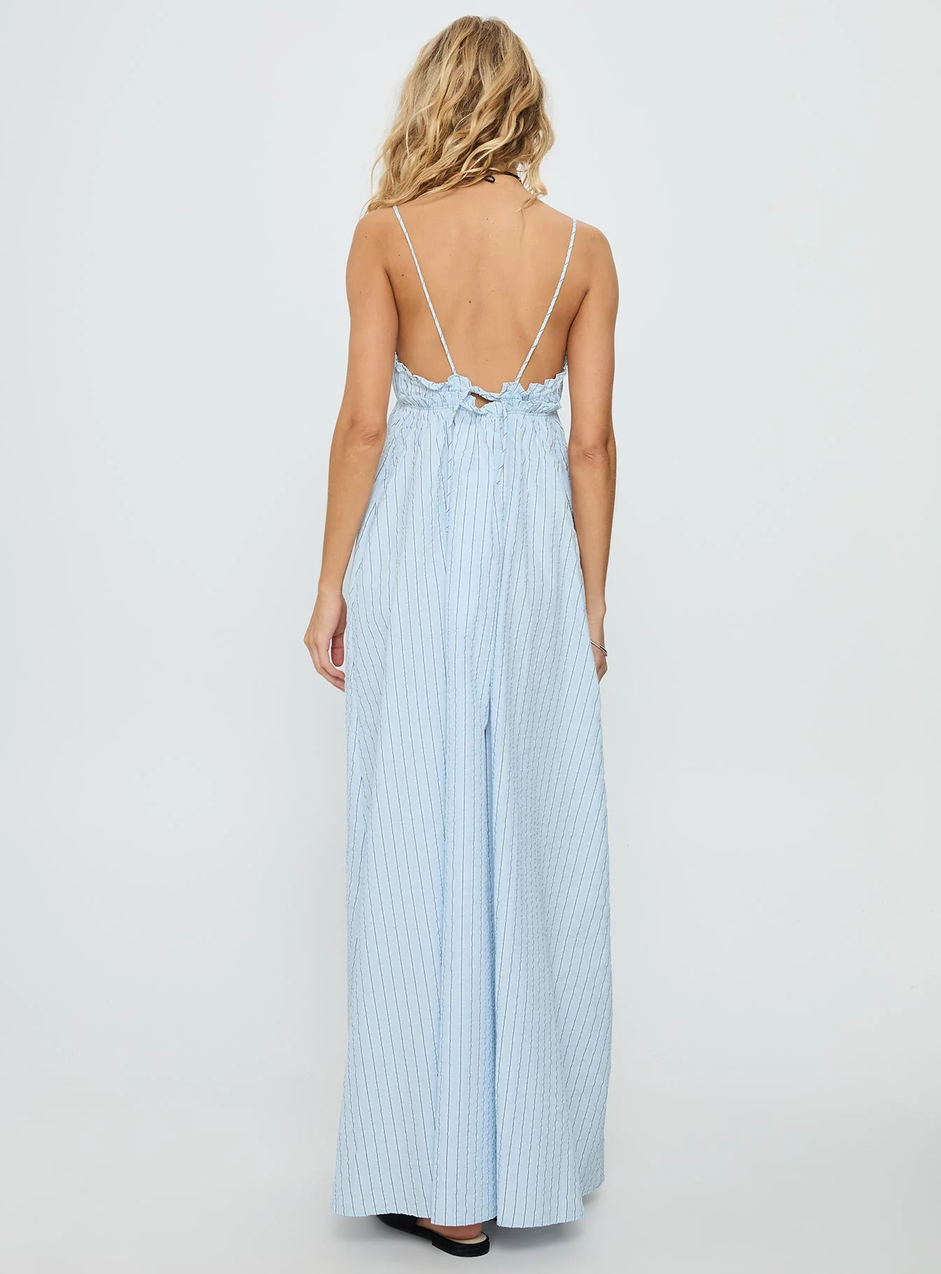 Avelyn Shirred Maxi Dress Blue Stripe