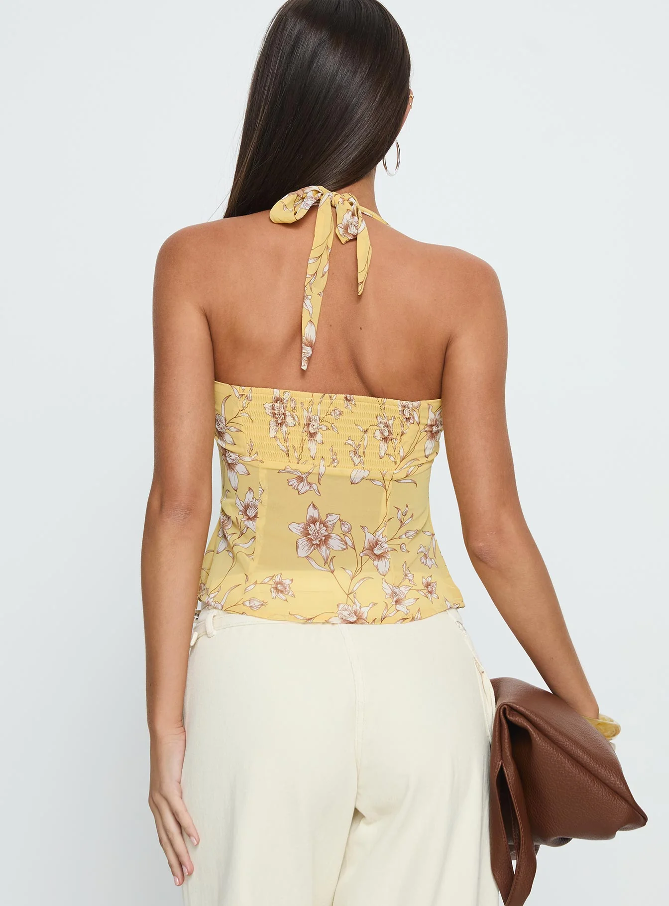 Isabetta Halter Top Yellow Floral