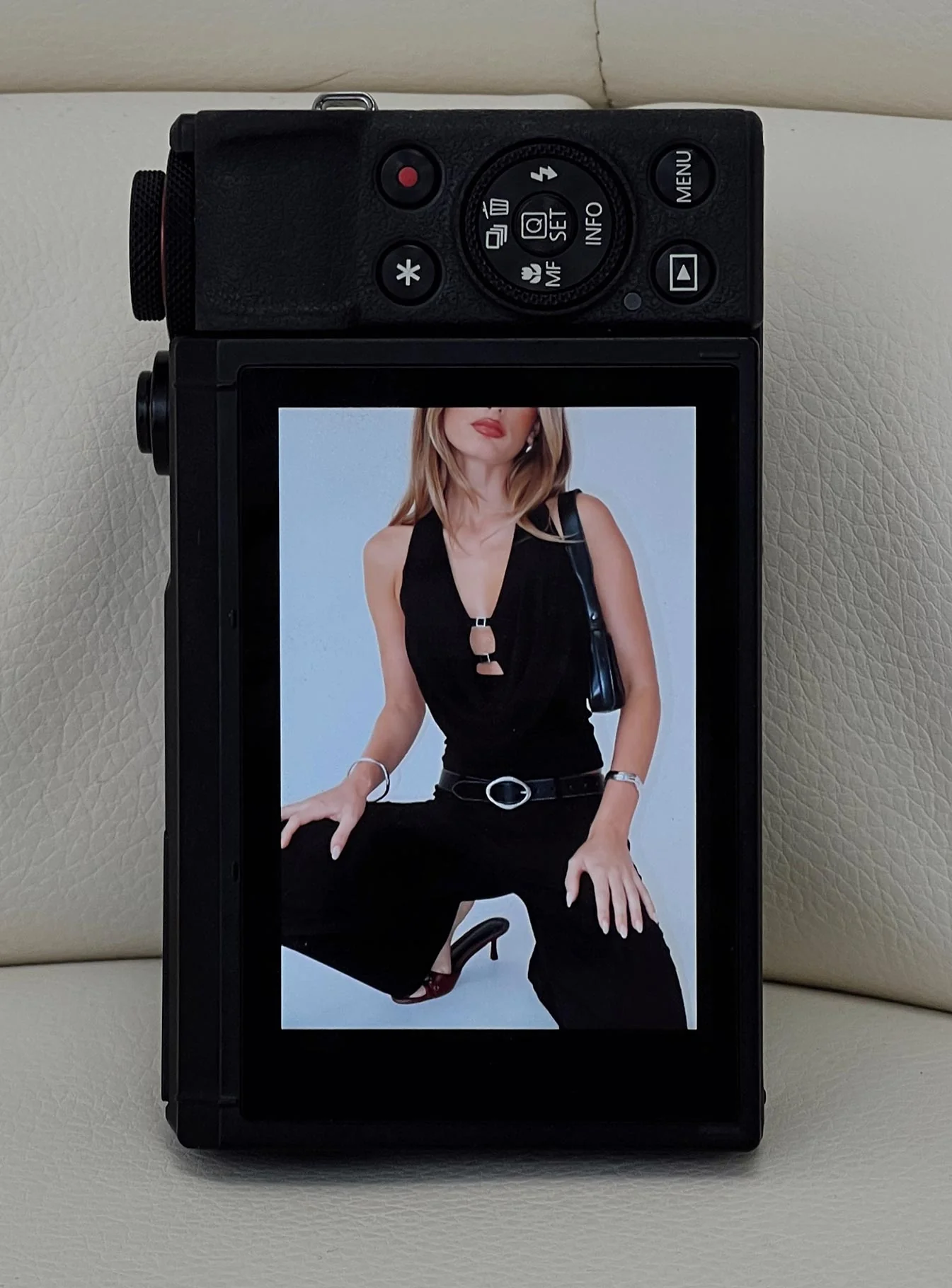 Camera Flash Halter Top Black Glitter