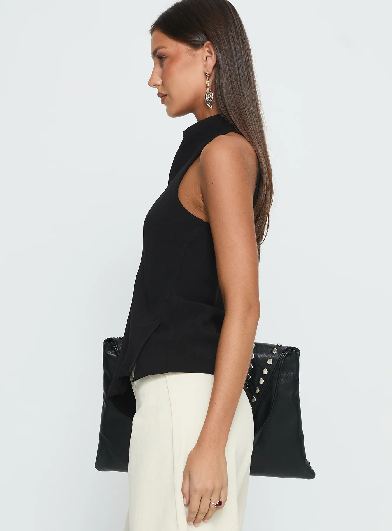 Days Get Dark Asymmetrical Top Black
