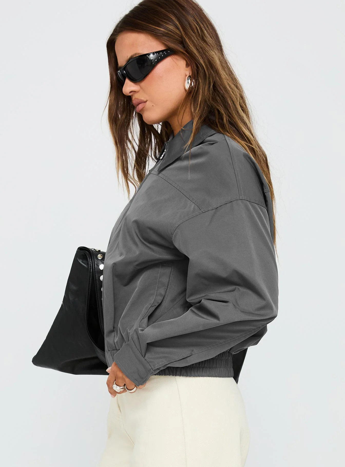 Call You Up Bomber Jacket Charcoal