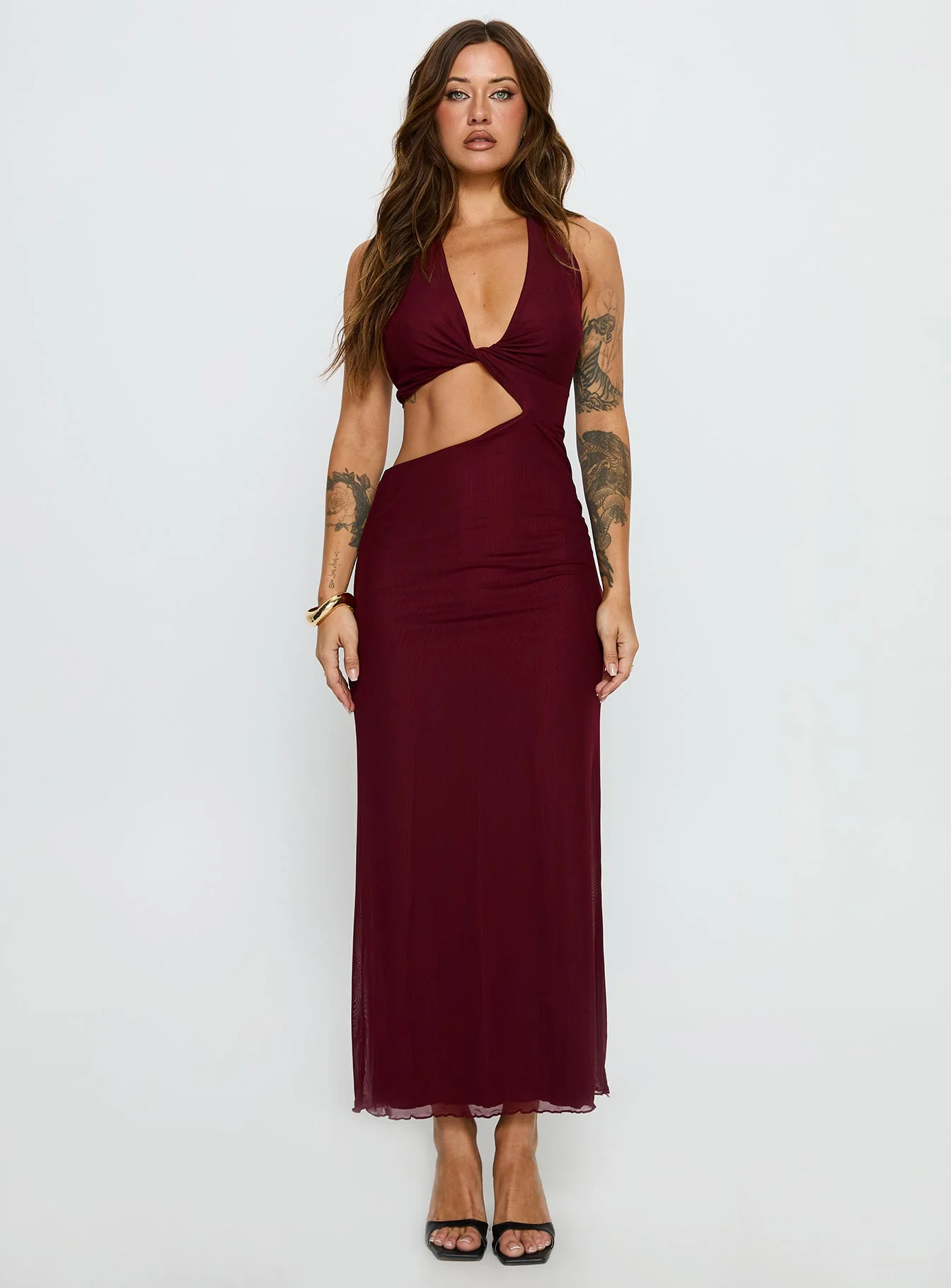 Novalee Keyhole Maxi Dress Burgundy