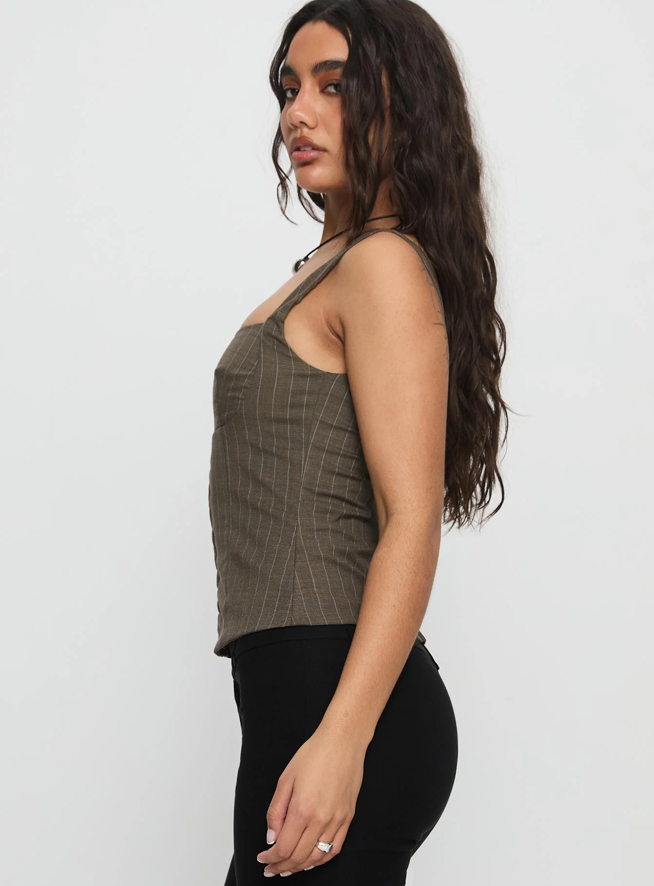 Nylen Tailored Suiting Top Brown Pinstripe