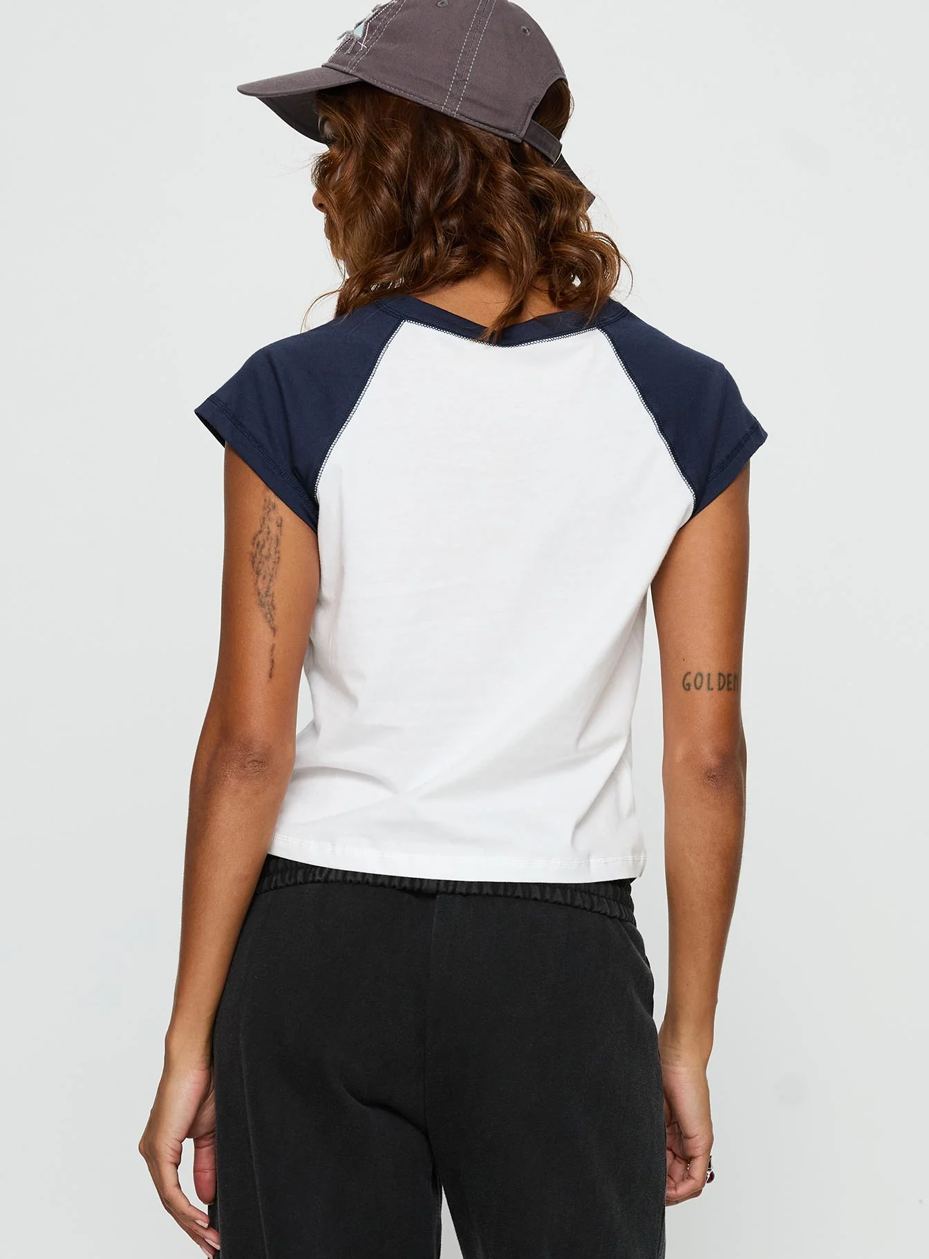 Southern Charm Graphic Baby Tee Navy / White