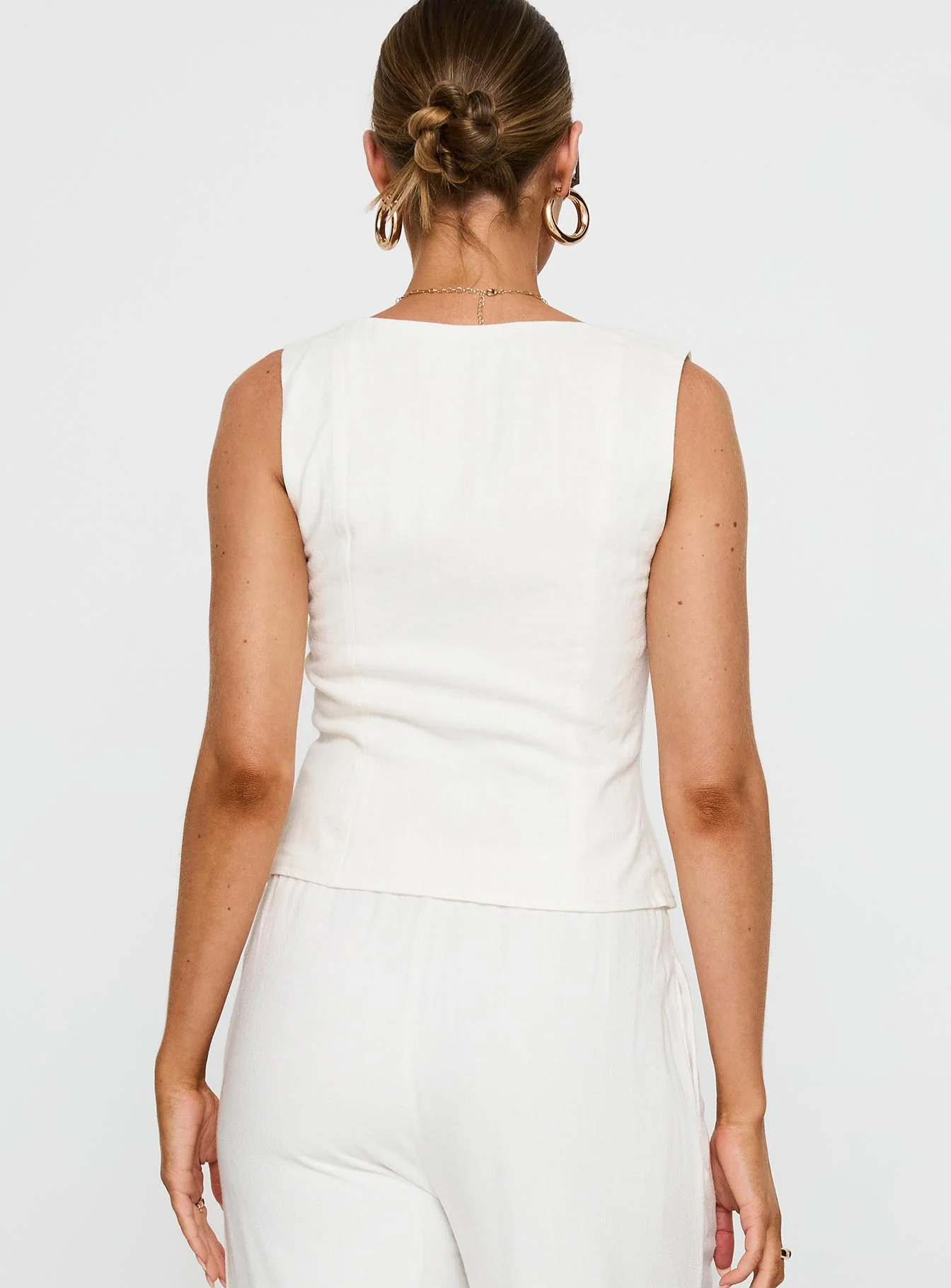 Zenda Linen Blend Top Off White