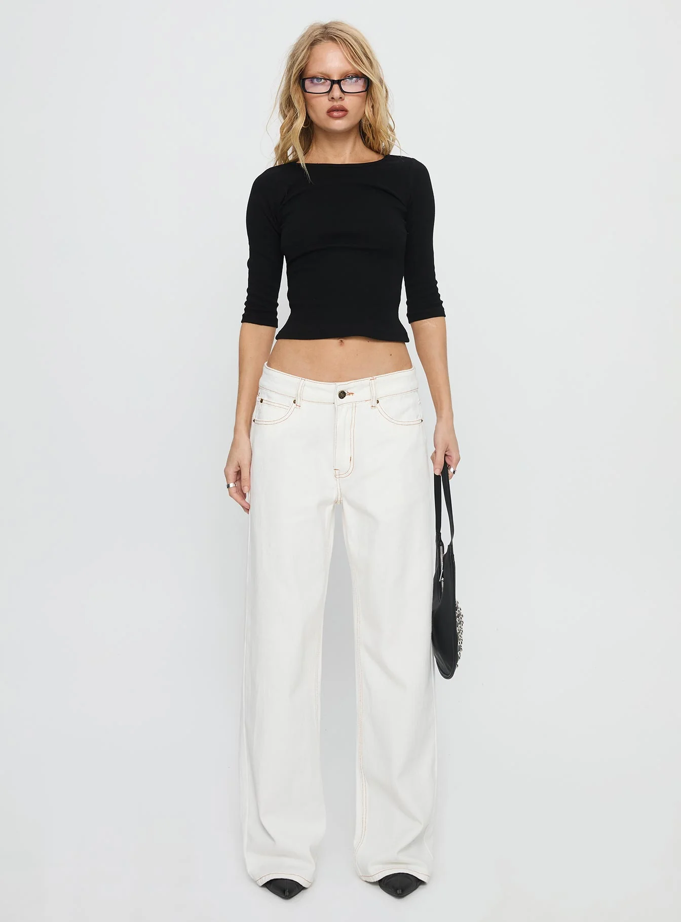 Top Model Low Rise Straight Leg Jeans Porcelain