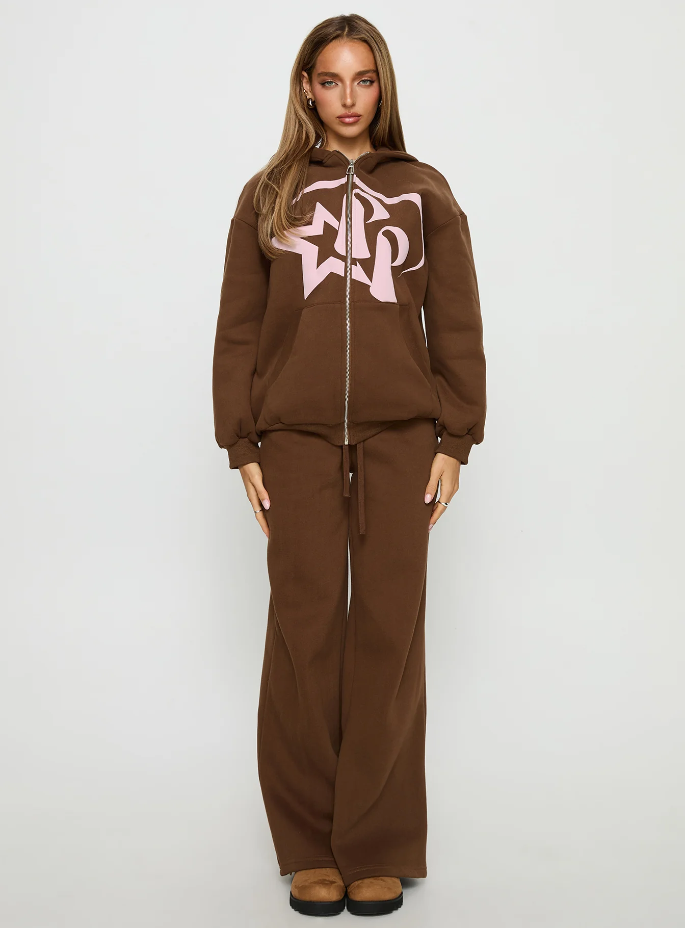 Princess Polly Stargirl Zip Through Jumper Brown