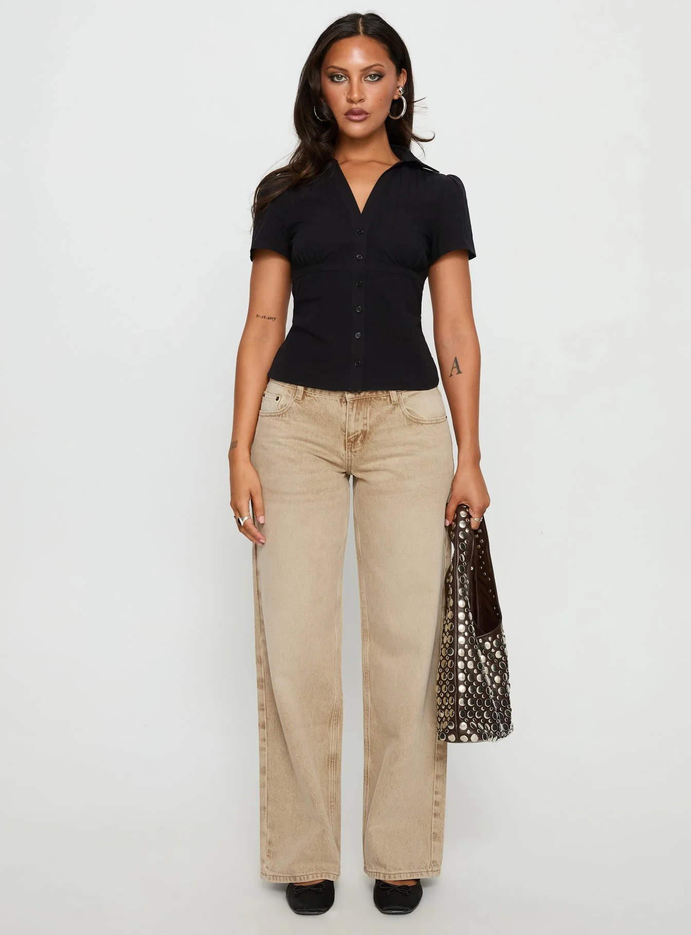Ellanor Low Rise Straight Leg Jeans Tan