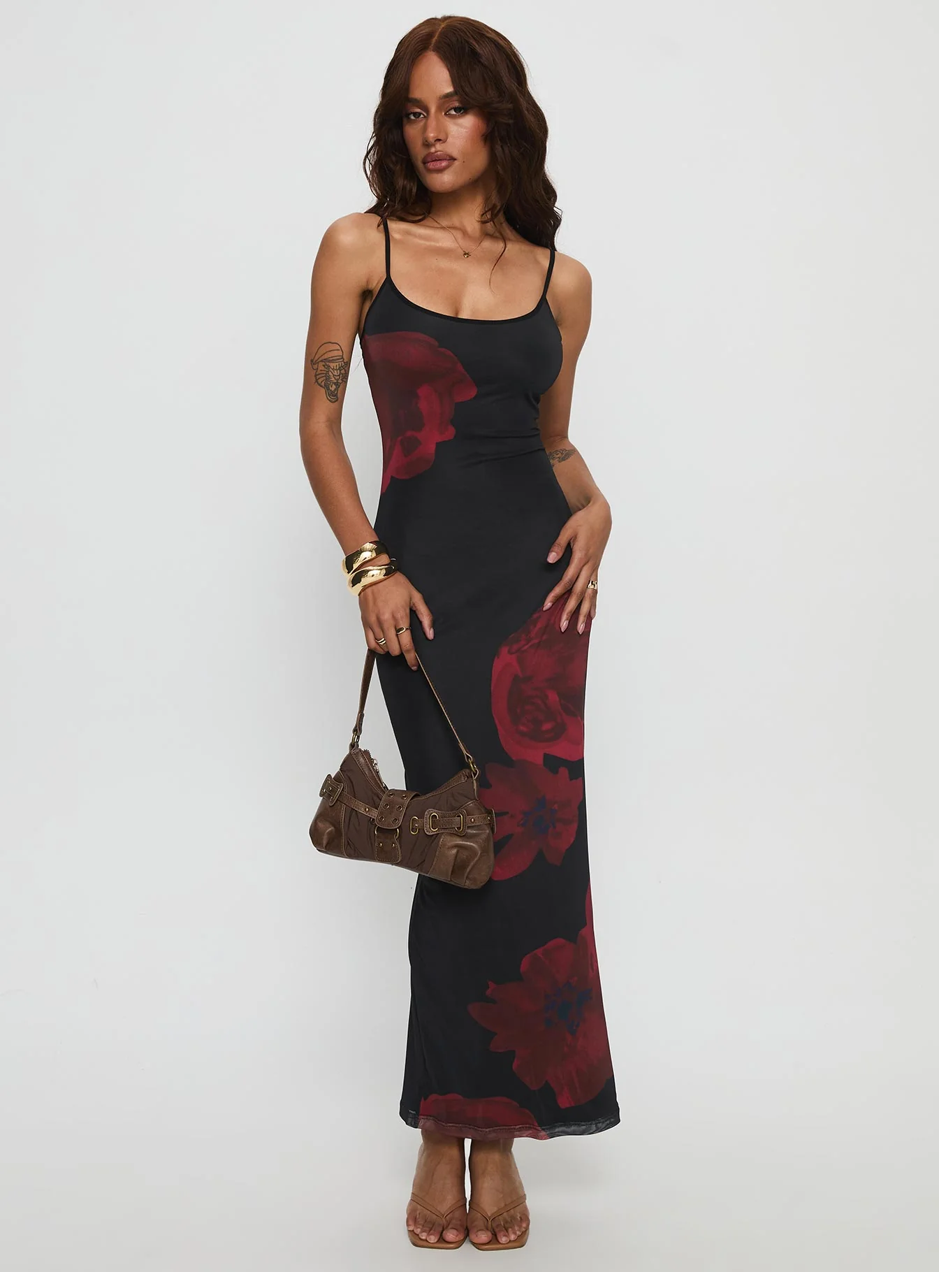 Lucky to Love Maxi Dress Black / Red Floral