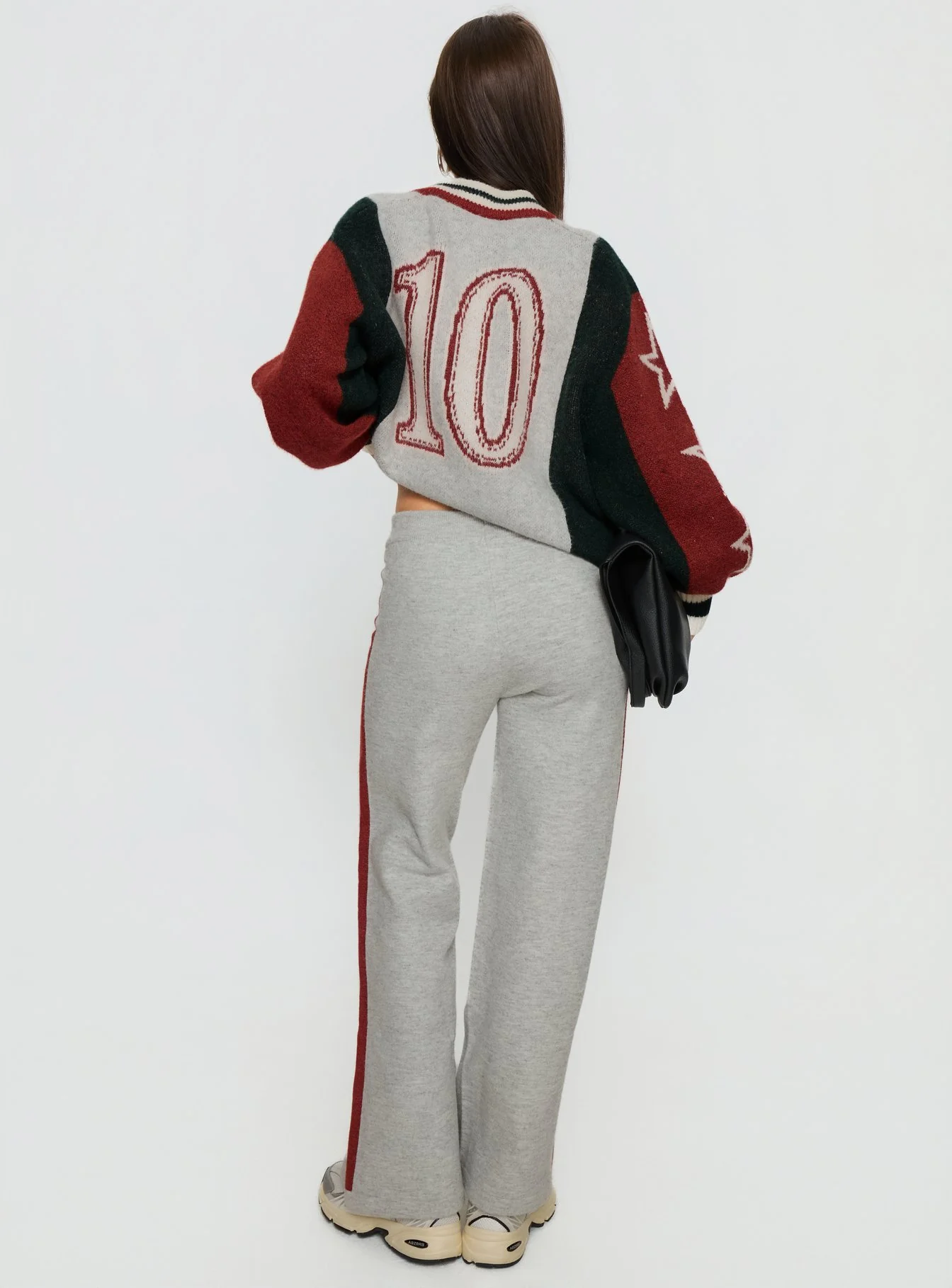 Brandyce Straight Leg Knit Pants Grey / Red