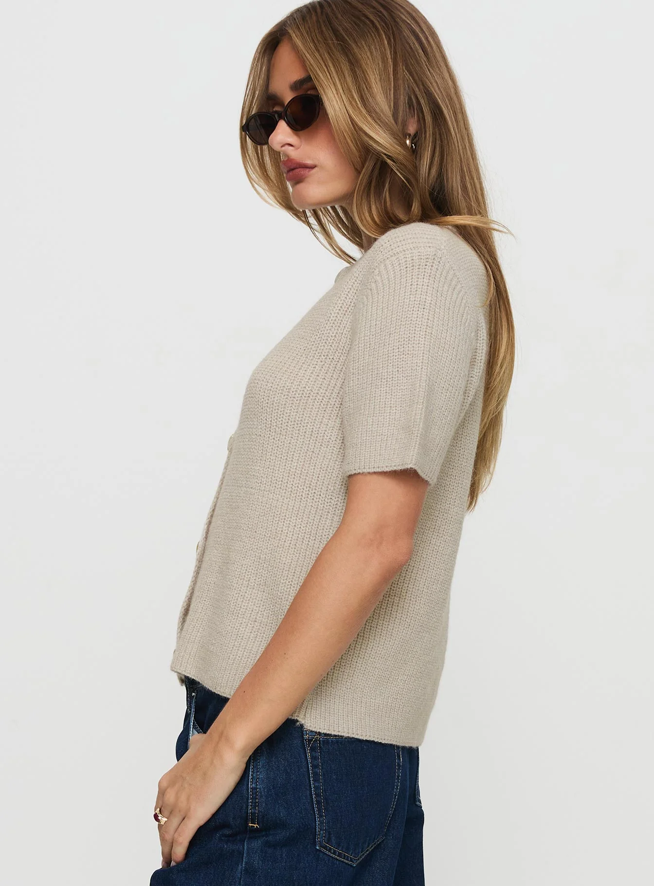 Wait A Lifetime Short Sleeve Cardigan Beige