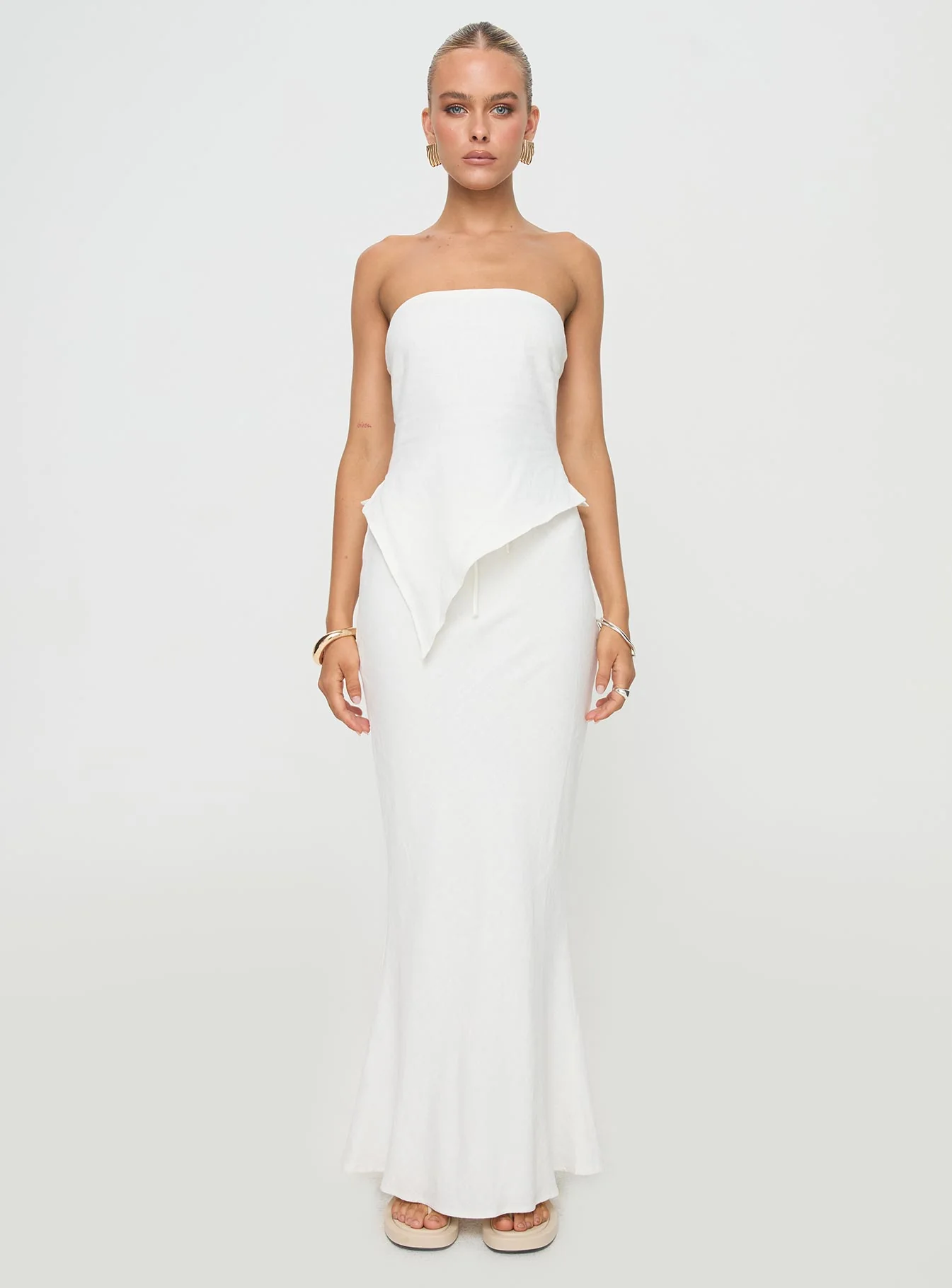 Mercer Linen Blend Maxi Skirt White