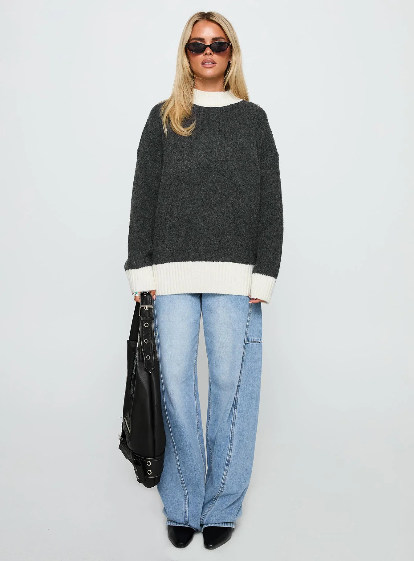 Broken Hearts Club Knit Sweater Grey