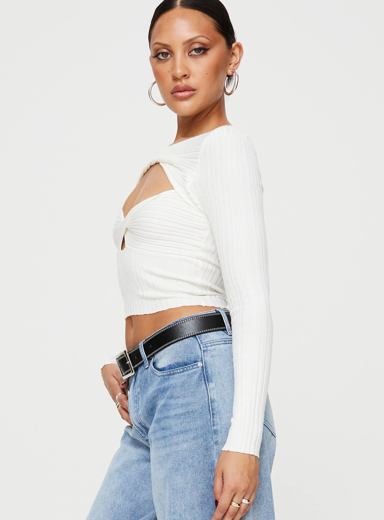 Stanzler Twist Long Sleeve Top White