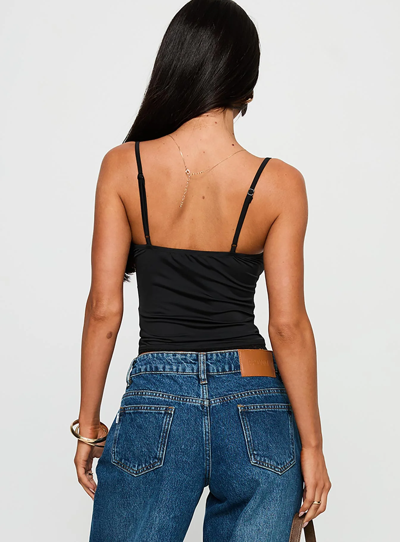 One More Chance Lace Trim Top Black