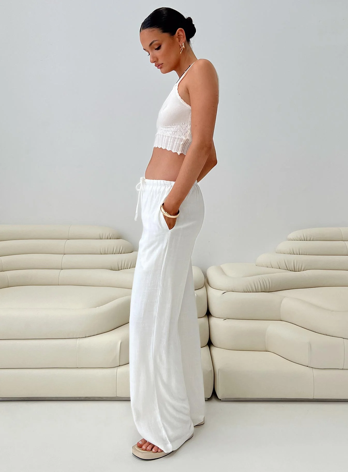 Parklea Linen Blend Pants White